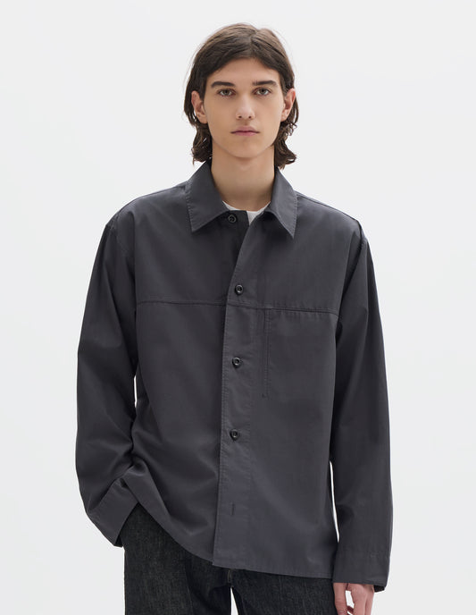 MHL. FRONT YOKE SHIRT | COMPACT COTTON POPLIN | ASPHALT
