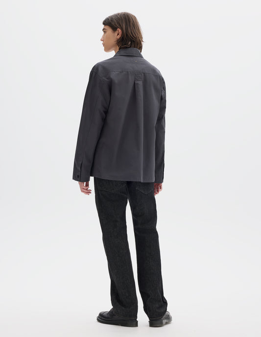 MHL. FRONT YOKE SHIRT | COMPACT COTTON POPLIN | ASPHALT
