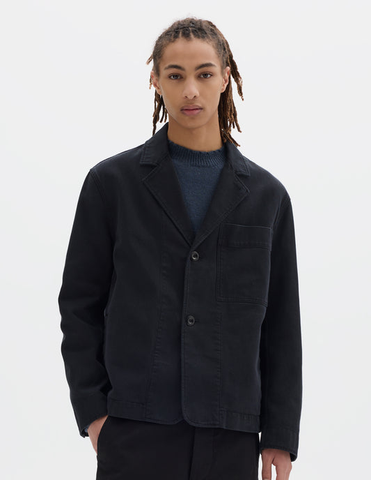 MHL. MINIMAL BLAZER | RAISED COTTON DRILL | BLACK