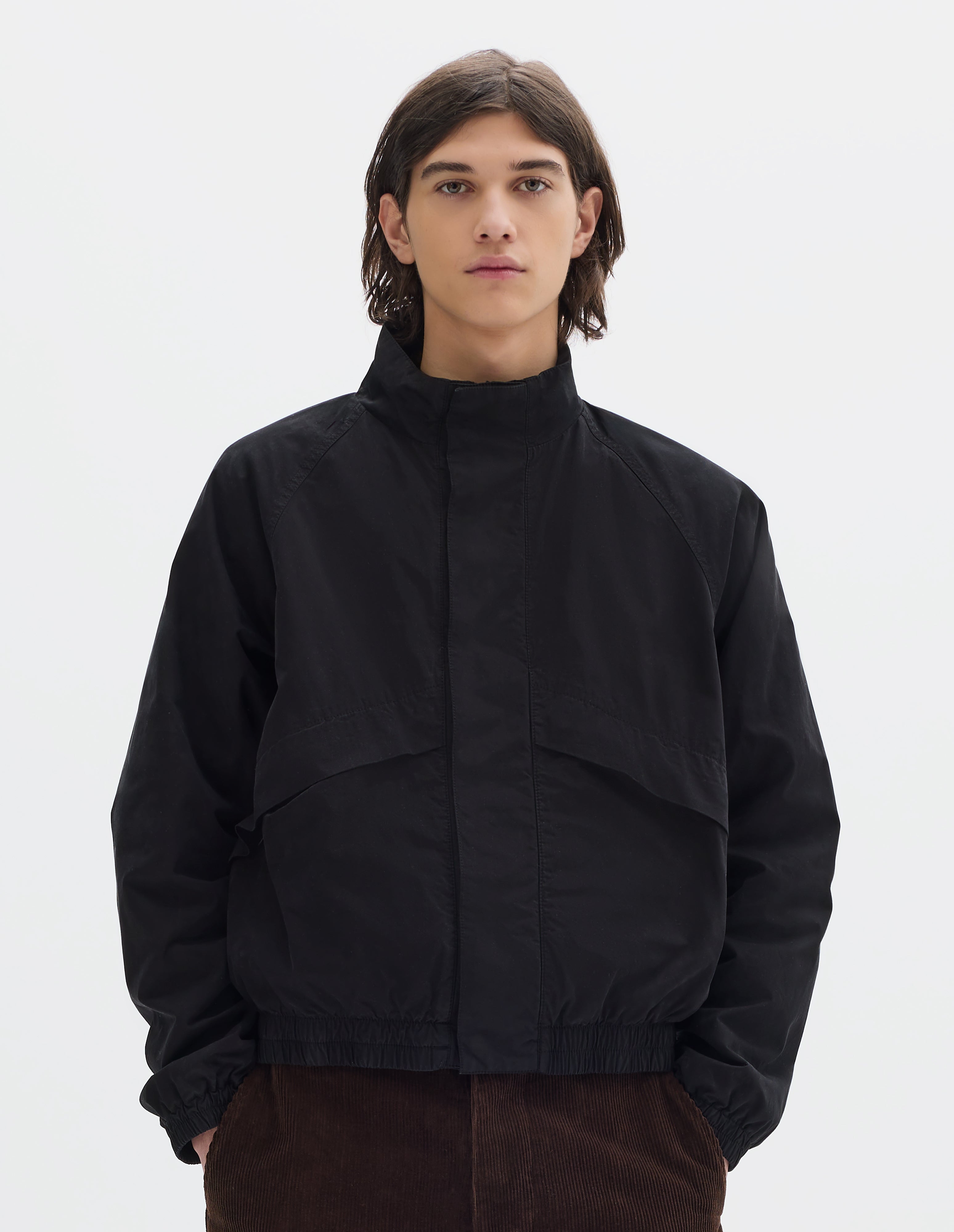 Black crisp cotton poplin Track Jacket | MHL. by Margaret Howell