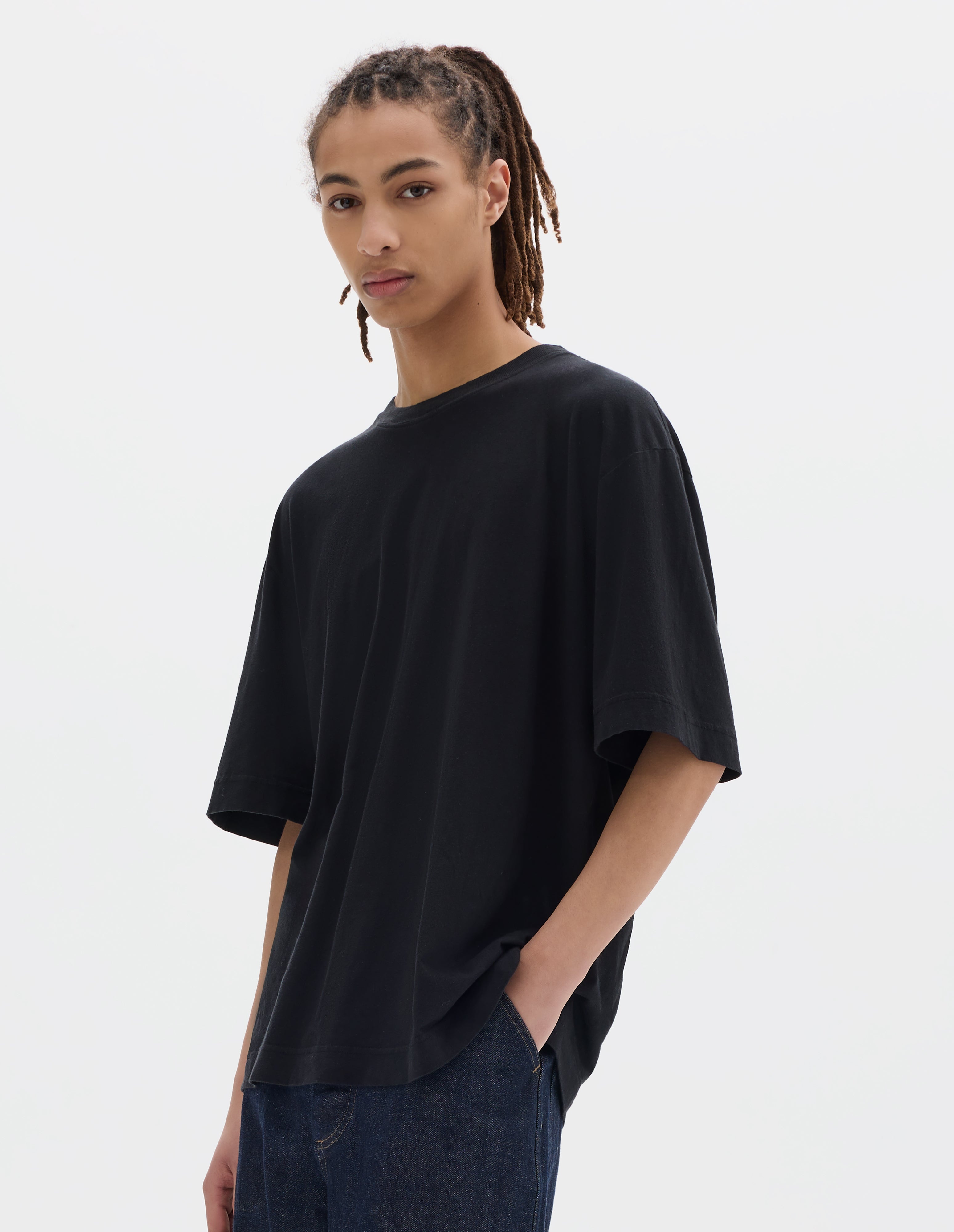 Black cotton linen jersey Simple T Shirt | MHL. by Margaret Howell