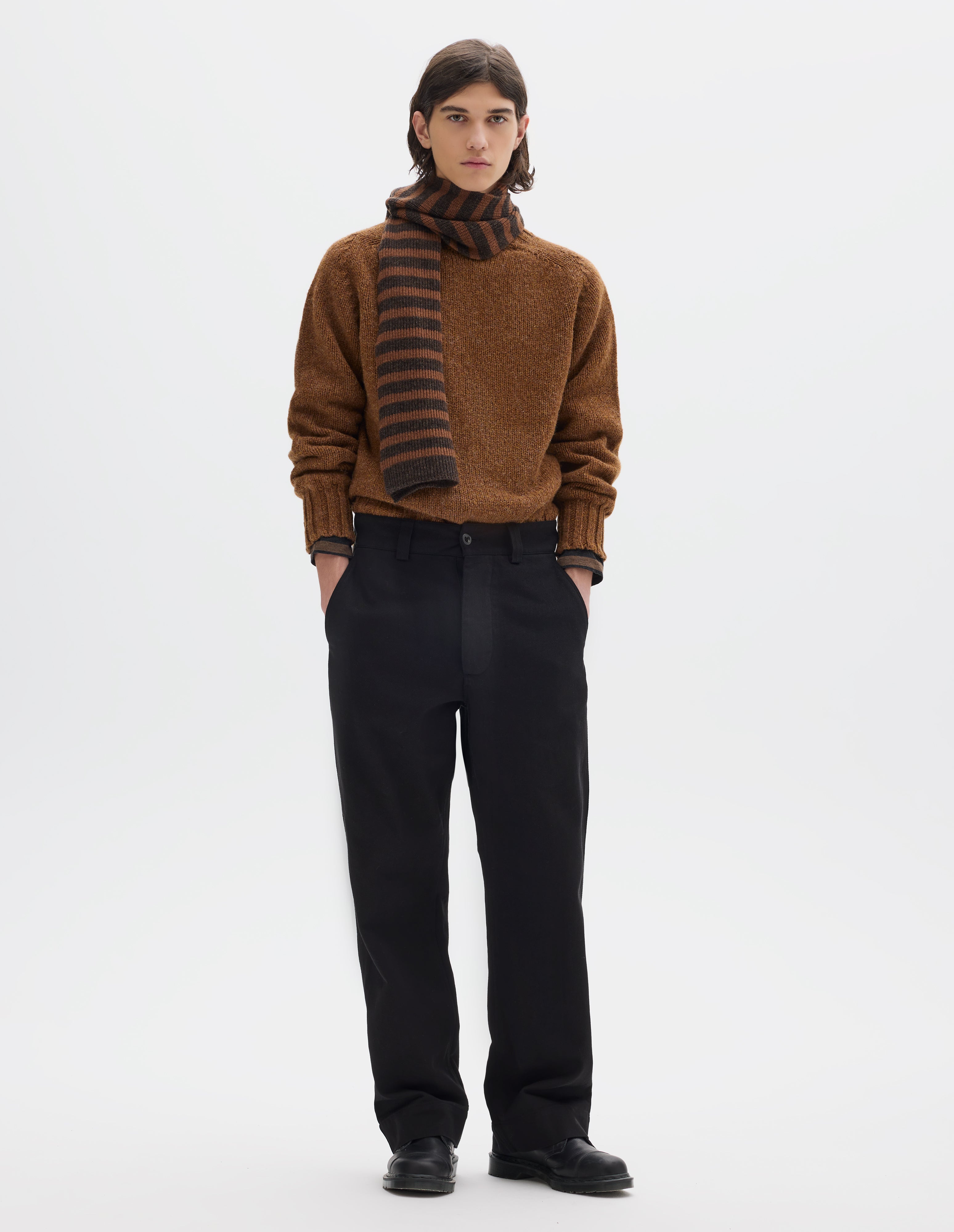 Black raised cotton drill Simple Trousers | MHL. by Margaret Howell