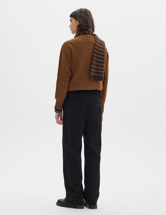 MHL. SIMPLE TROUSERS | RAISED COTTON DRILL | BLACK