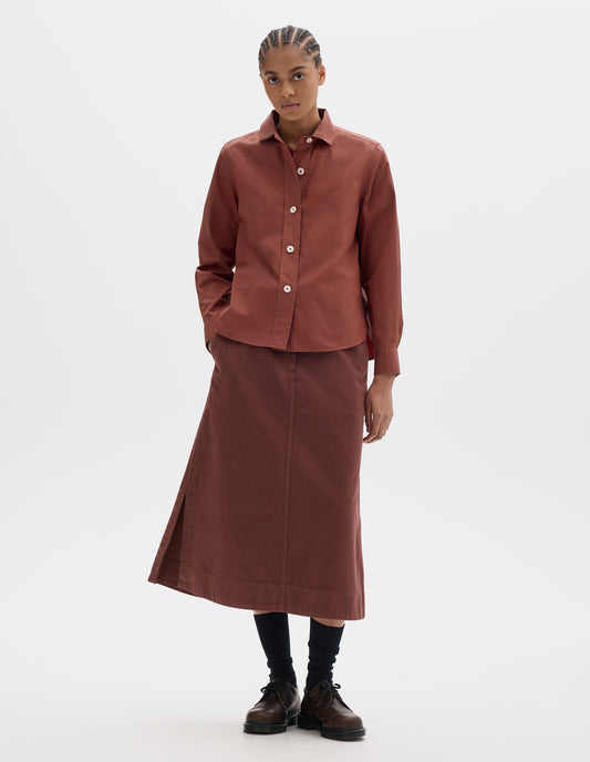MHL. SIMPLE SHIRT | COMPACT COTTON POPLIN | BERRY