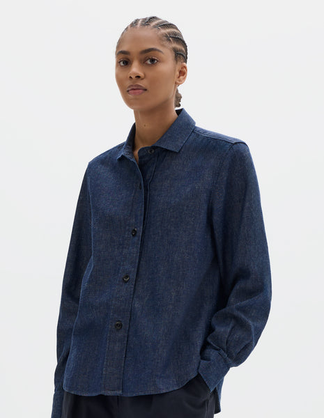 Indigo cotton linen denim Simple Shirt | MHL. by Margaret Howell