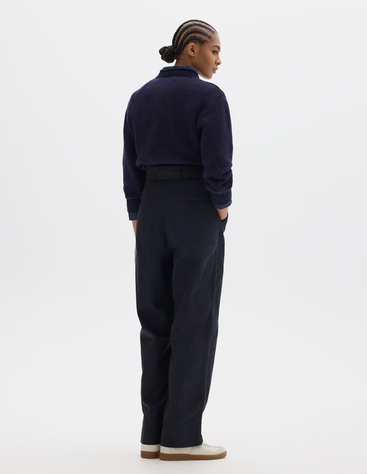 MHL. SIMPLE PLEAT TROUSERS | SOFT COTTON DRILL | INK
