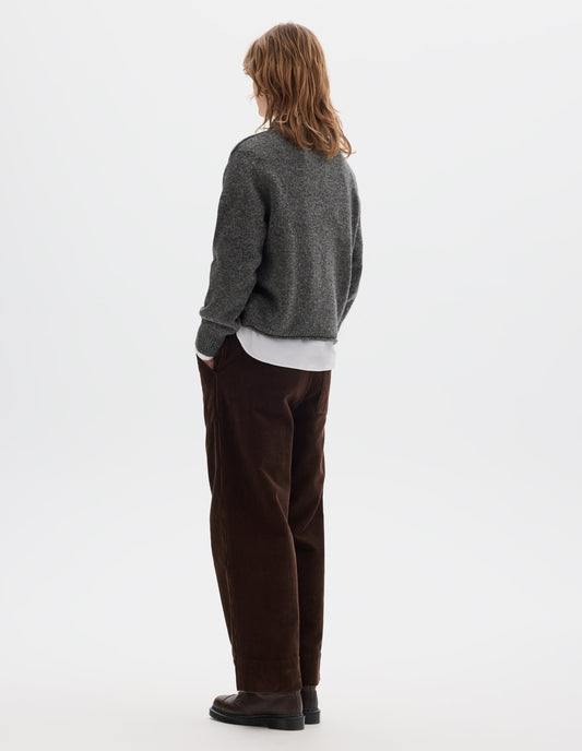 MHL. ROLLED EDGE JUMPER | SHETLAND WOOL | GREY