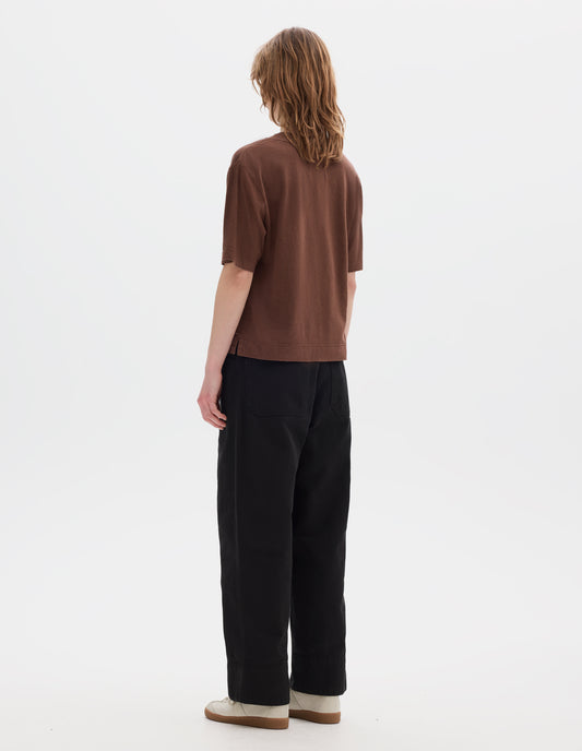 MHL. SIMPLE T SHIRT | COTTON LINEN JERSEY | CHESTNUT