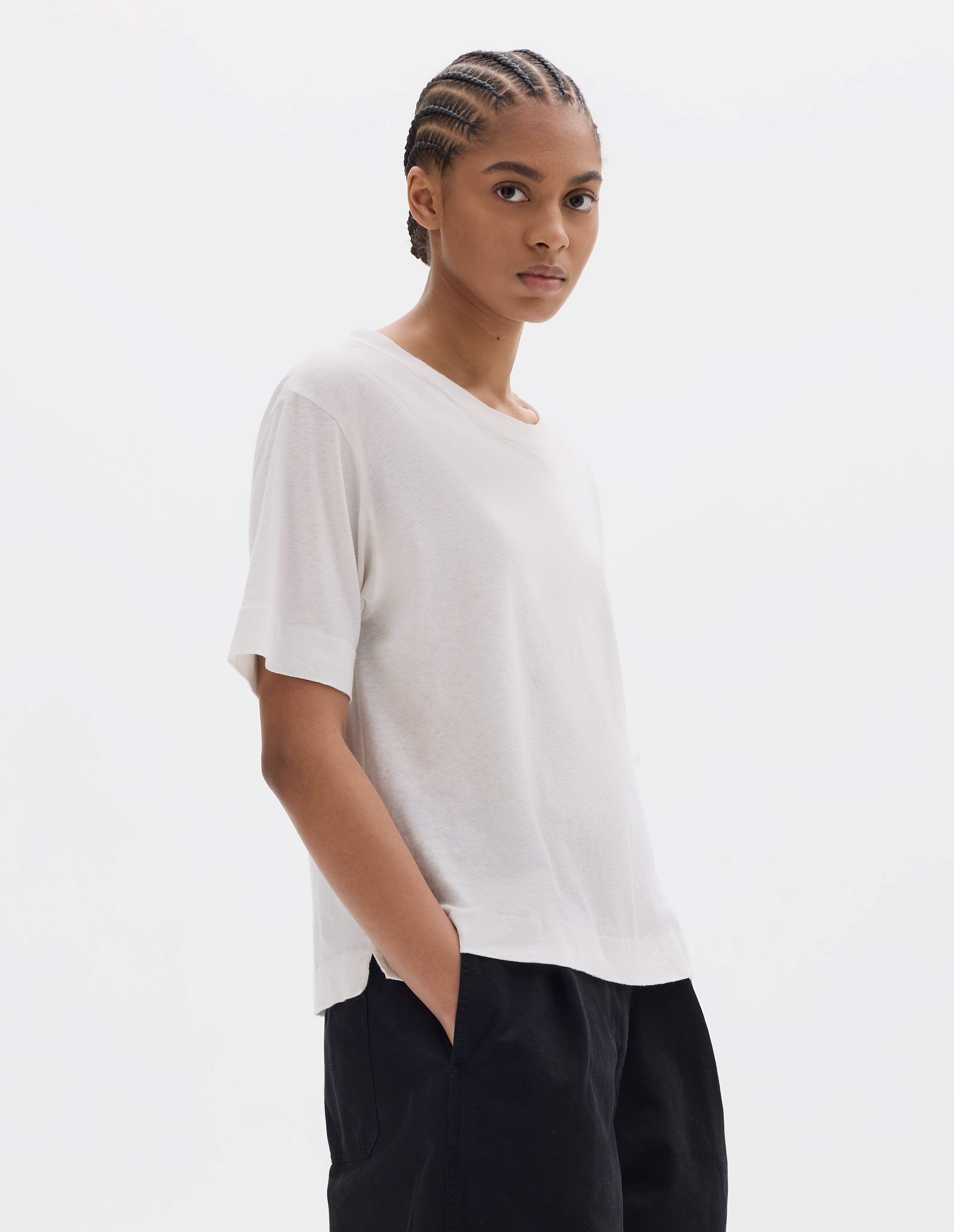 White cotton linen jersey Simple T Shirt | MHL. by Margaret Howell