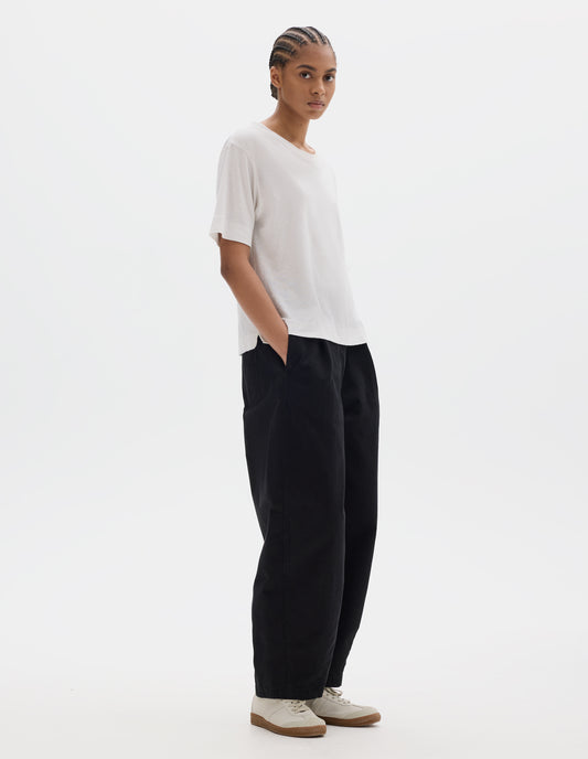 MHL. SIMPLE T SHIRT | COTTON LINEN JERSEY | WHITE