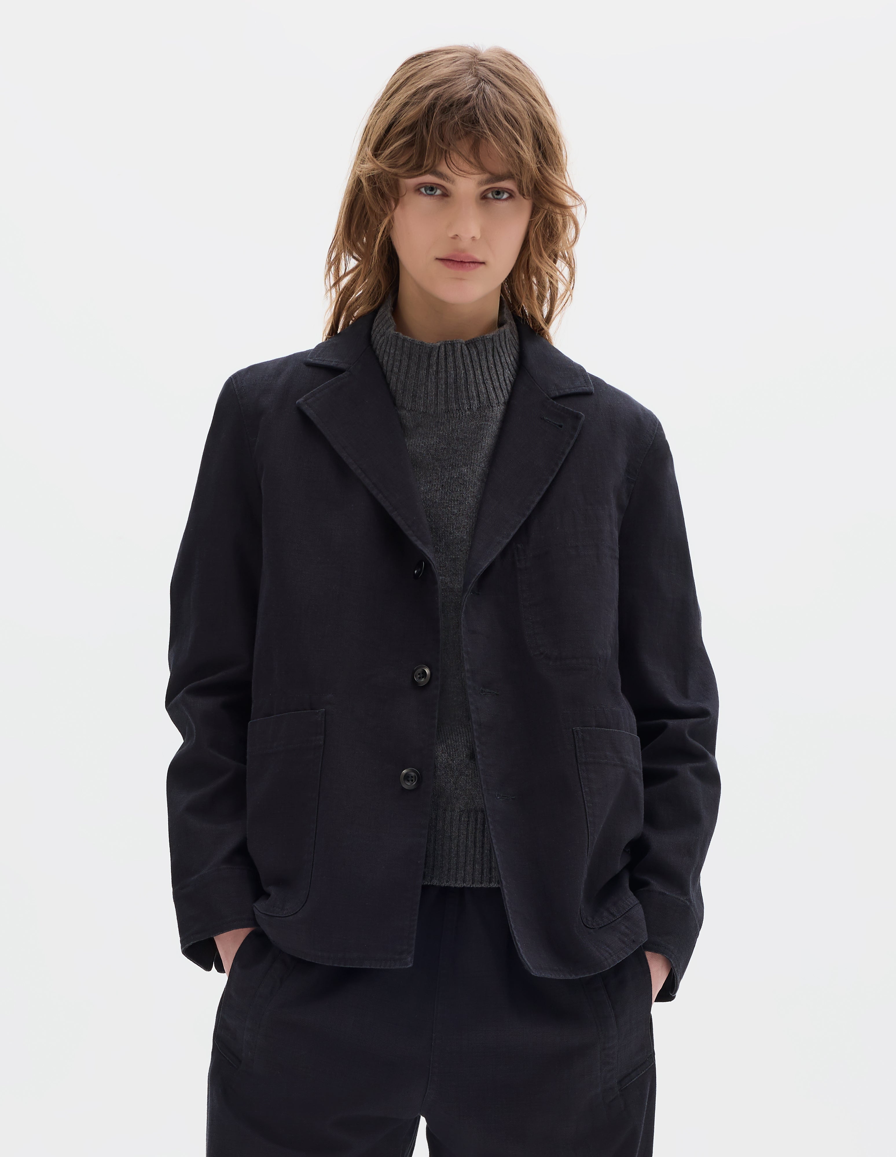 Indigo twill Asymmetric Blazer | MHL. by Margaret Howell
