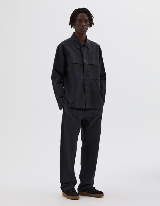 MHL. STORM FLAP SHIRT | DRY COTTON LINEN | CARBON