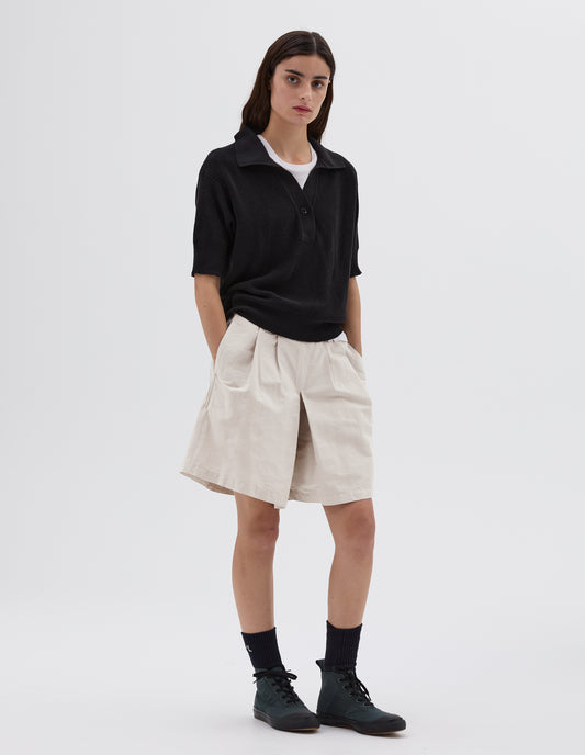 MHL. SINGLE BUTTON POLO | DRY COTTON | BLACK