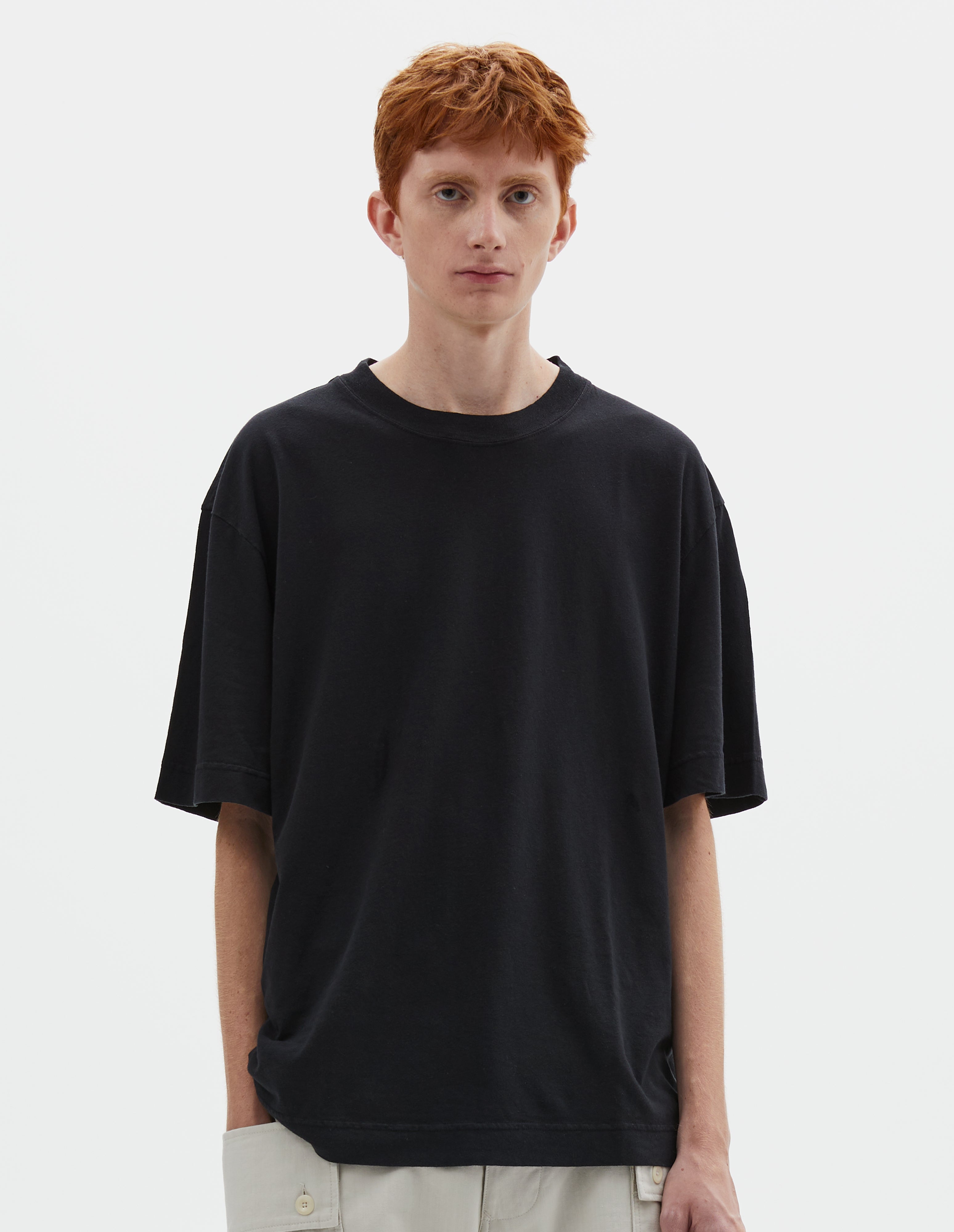 Black cotton linen simple T shirt | MHL. by Margaret Howell