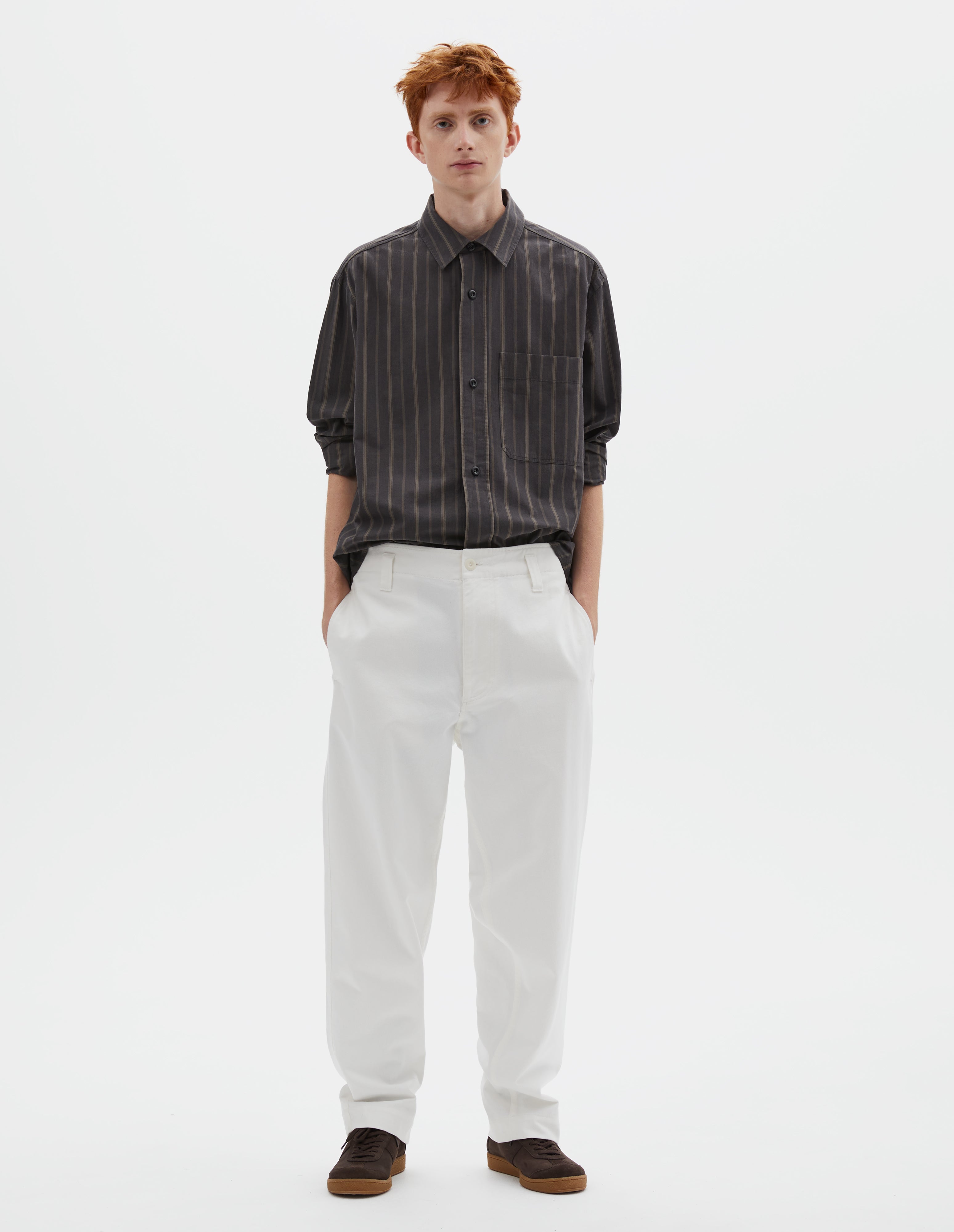 Off white soft cotton drill Naval Trouser | MHL. by Margaret Howell