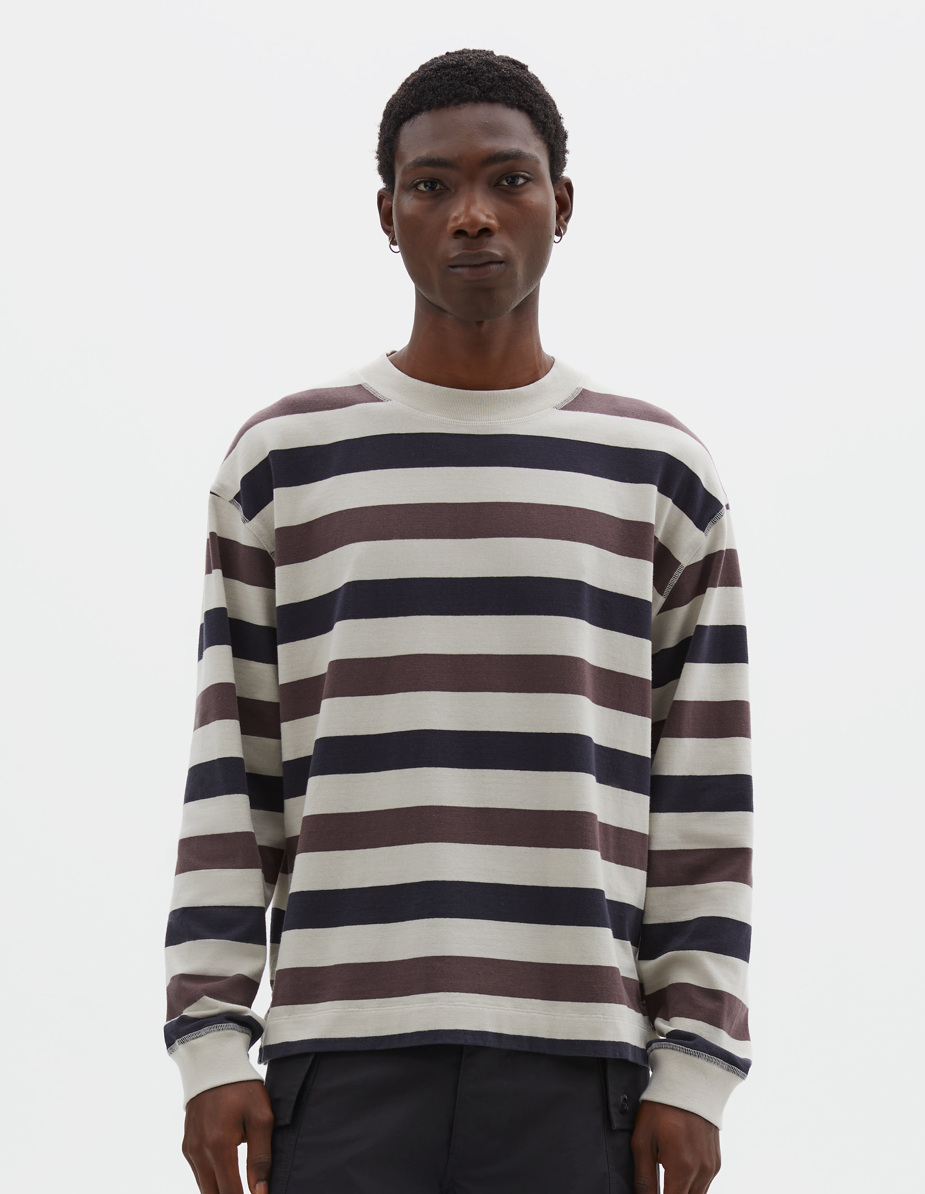 Chalk, ink, grape stripe Wide Crew Matelot | MHL. by Margaret Howell