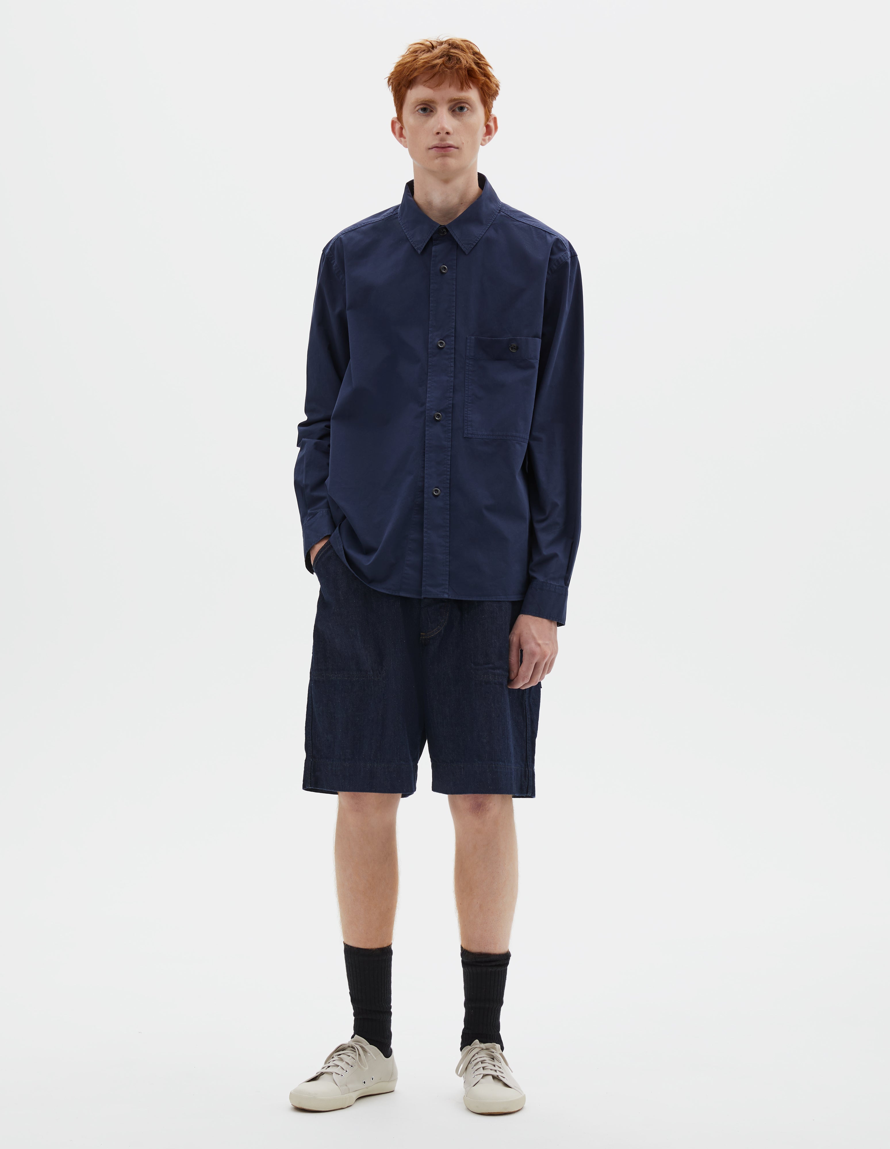 Midnight dry cotton twill Overall Shirt | MHL. by Margaret Howell