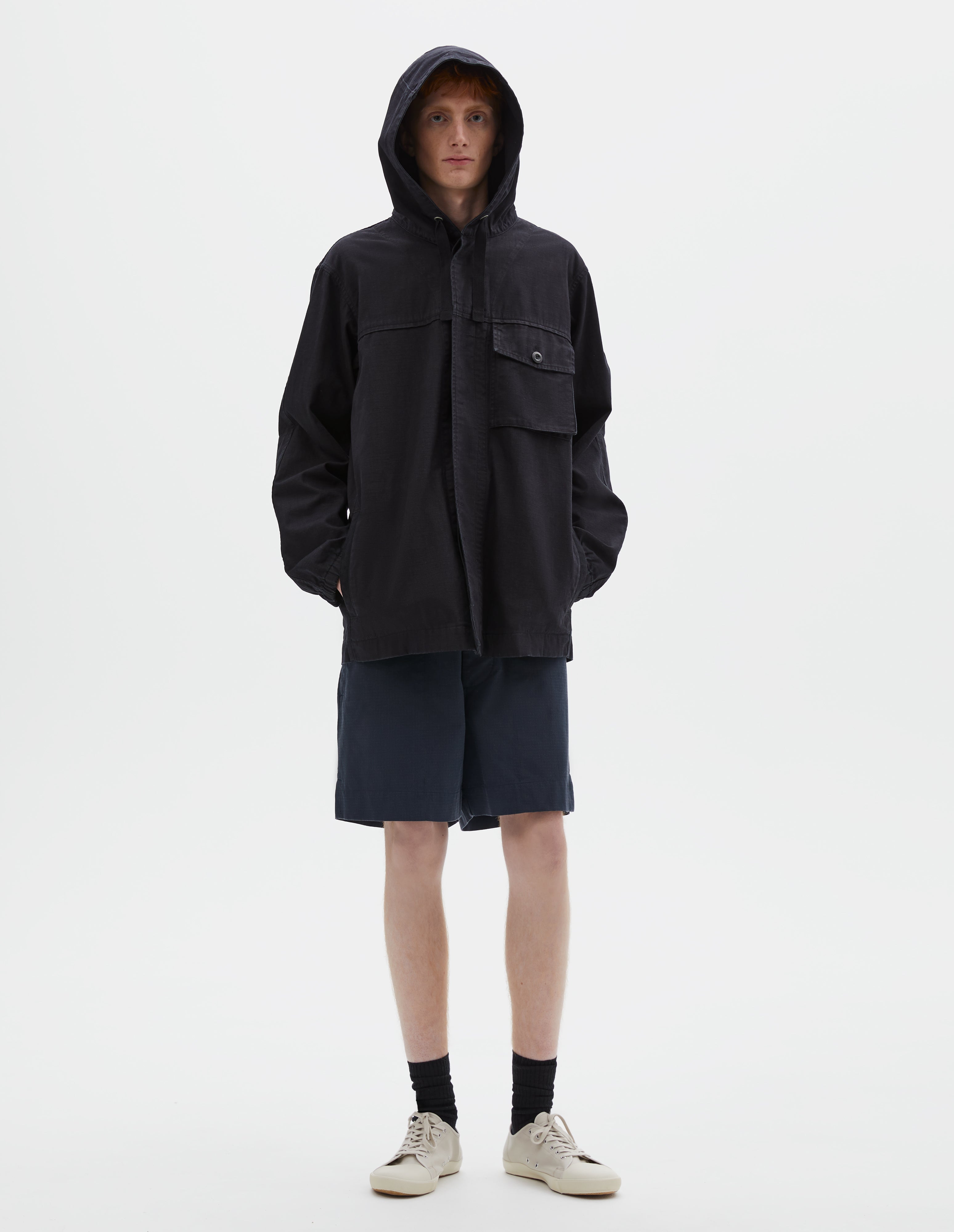 Indigo twill Hooded Jacket | MHL. by Margaret Howell