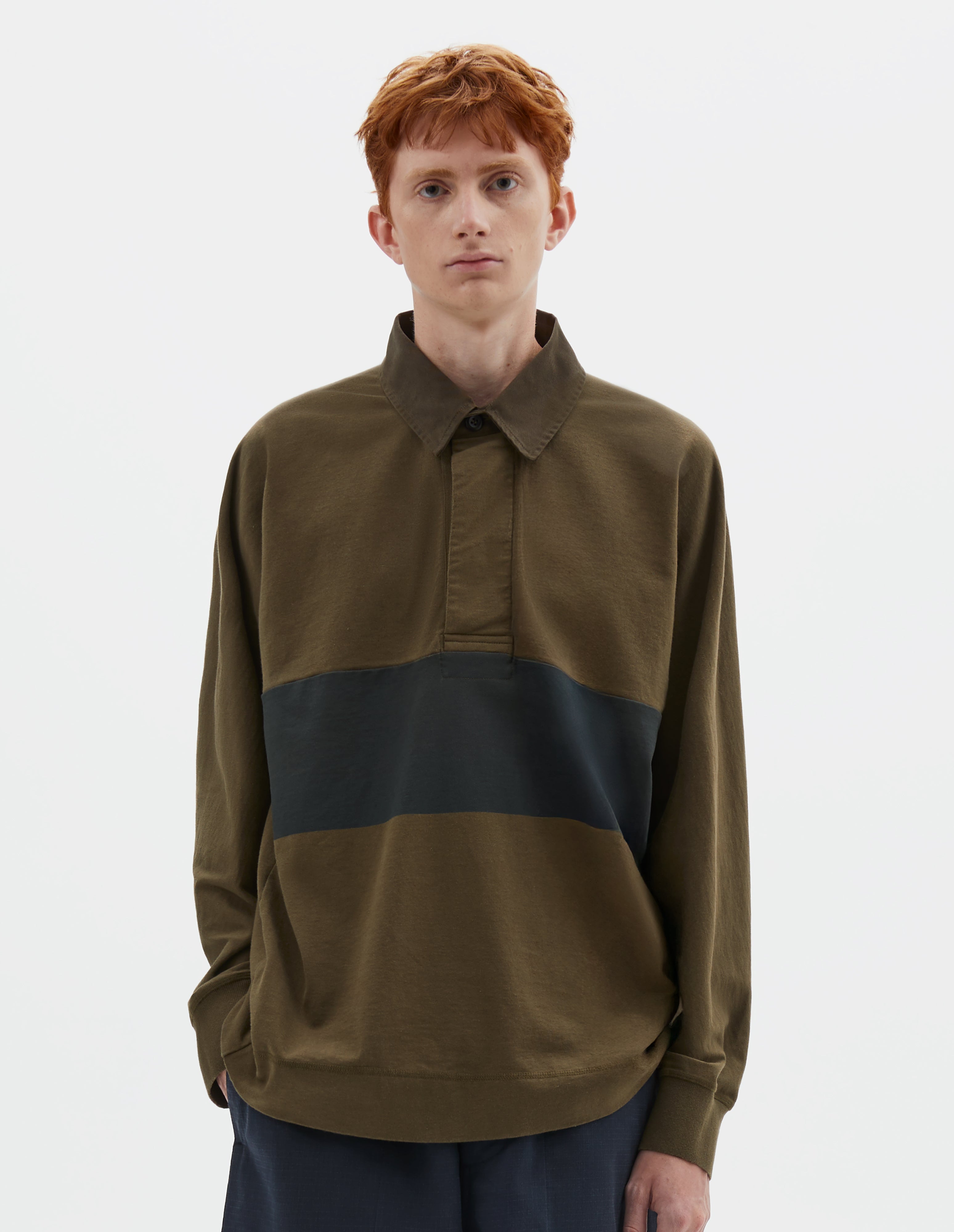 Plum dense cotton jersey Mock Neck T-Shirt | MHL. by Margaret Howell