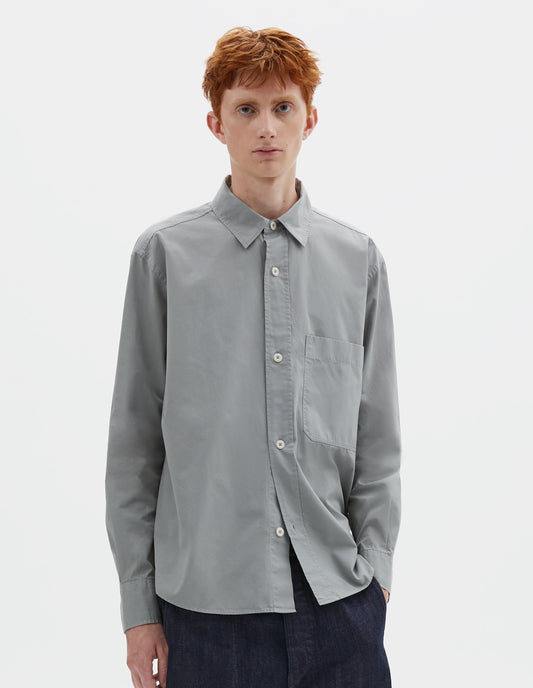 MHL. BASIC SHIRT | COMPACT COTTON POPLIN | FOG