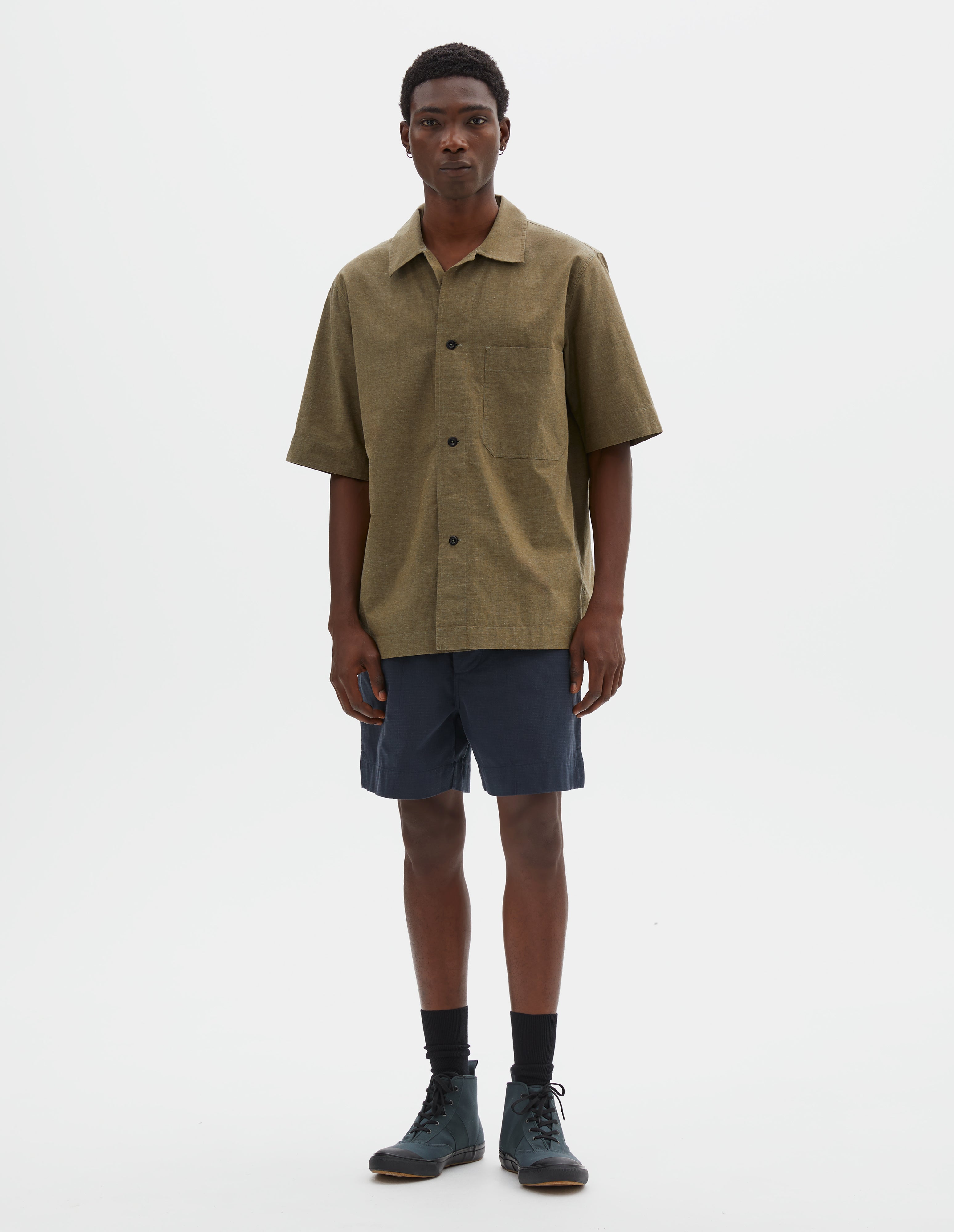 Moss dry cotton end on end S/S PJ Shirt | MHL. by Margaret Howell