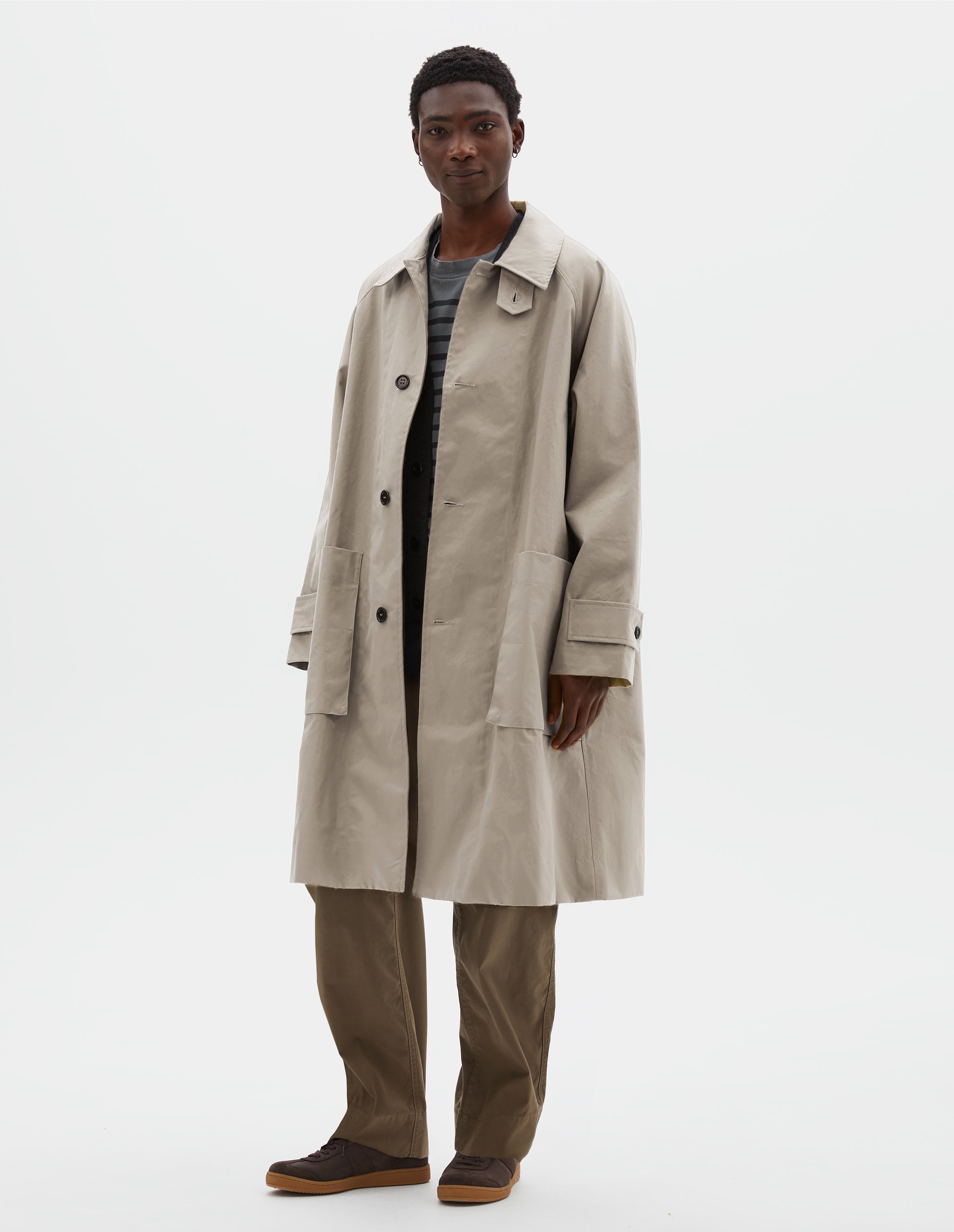 Black waxed cotton Stand Collar Parka | Margaret Howell
