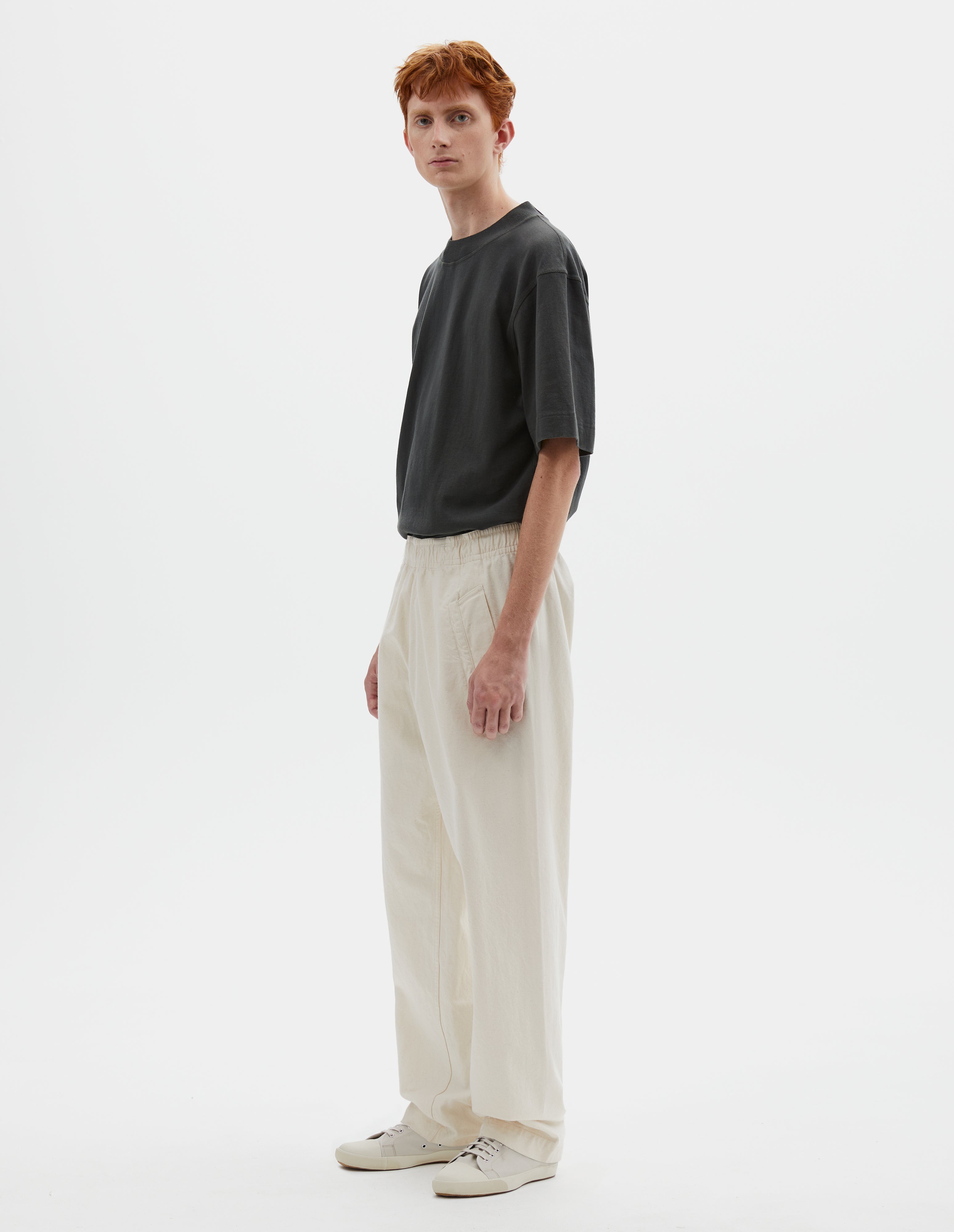 Off white cotton twill Wide Leg Joggers | MHL. by Margaret Howell