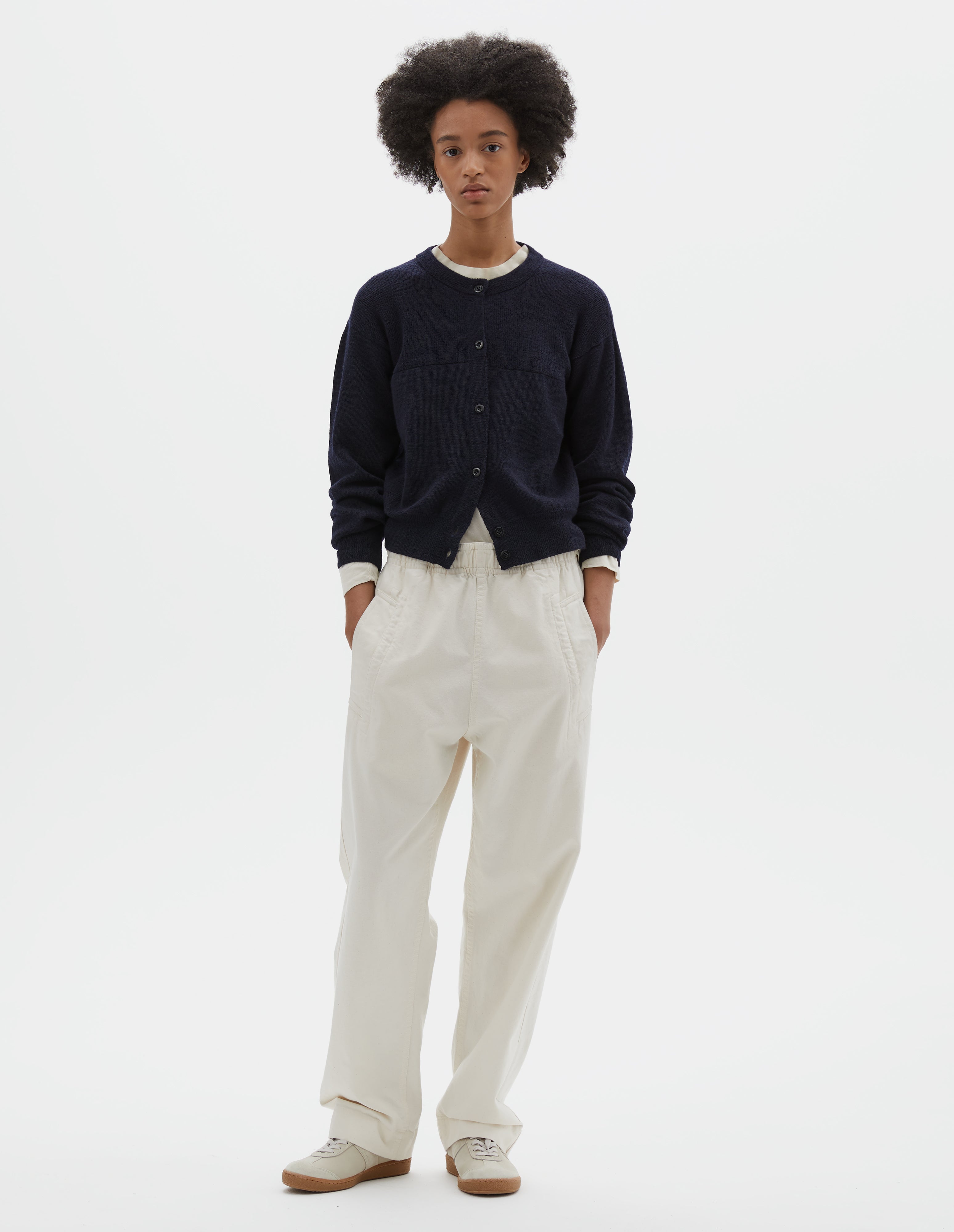 Dark navy utility wool Textured Cardigan | MHL. by Margaret Howell