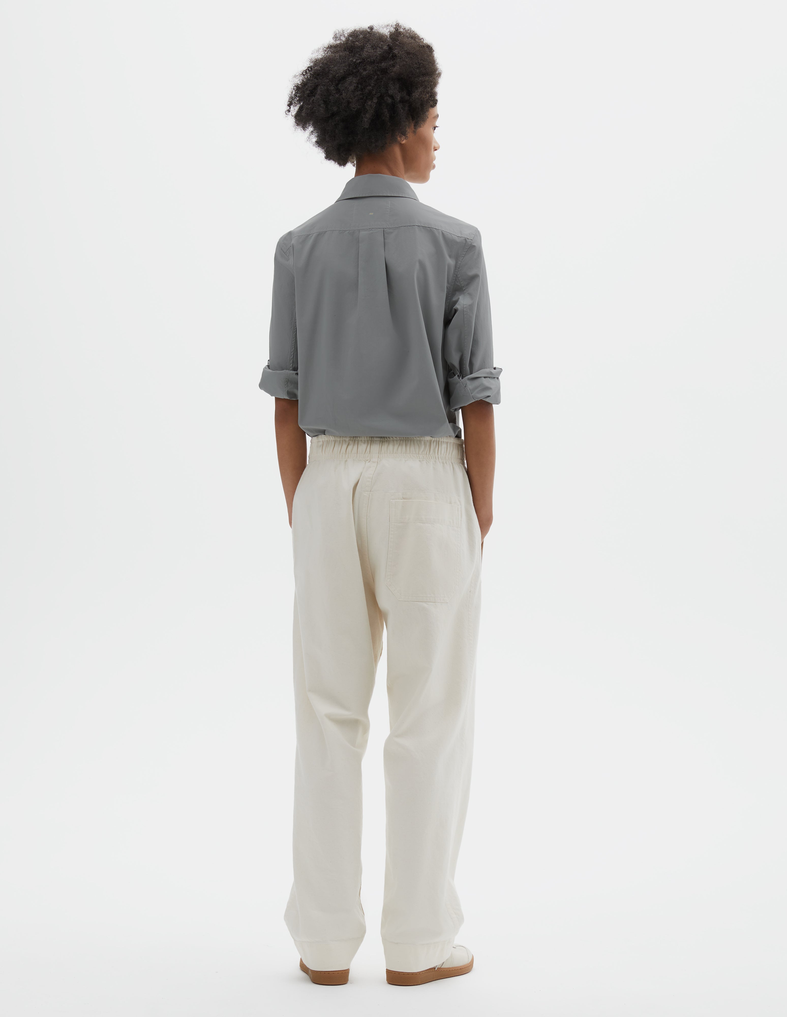 Off white cotton twill Wide Leg Joggers | MHL. by Margaret Howell