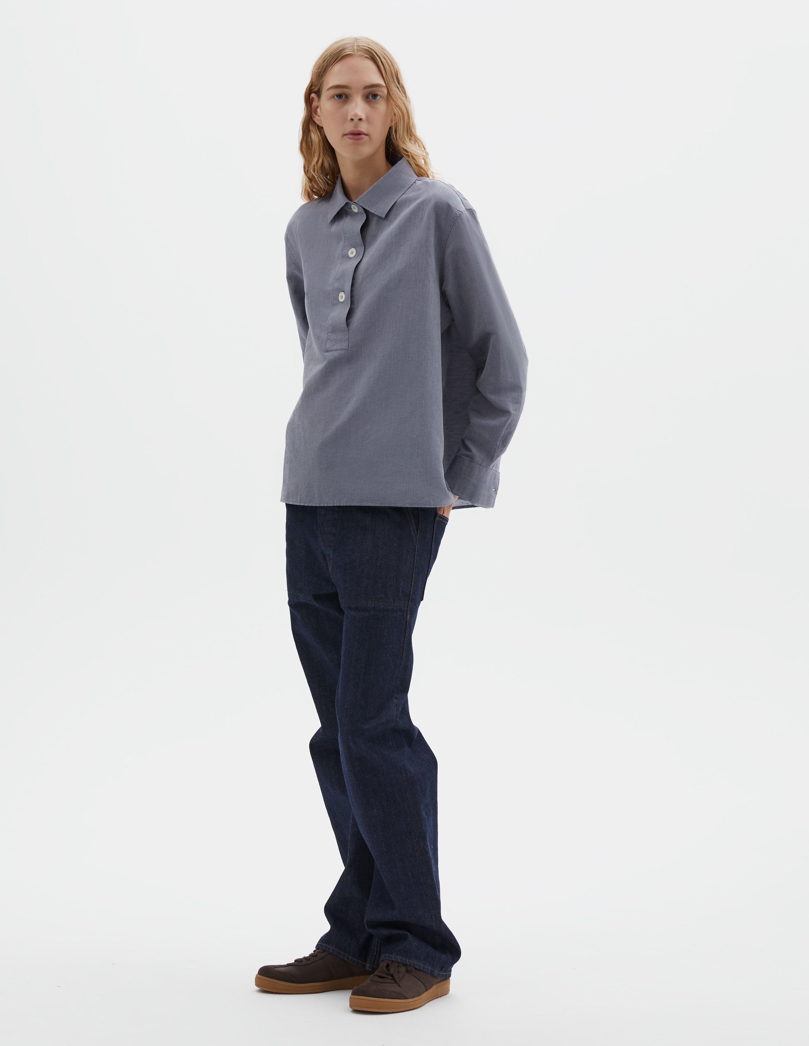 Storm blue cotton linen Swing Shirt | MHL. by Margaret Howell