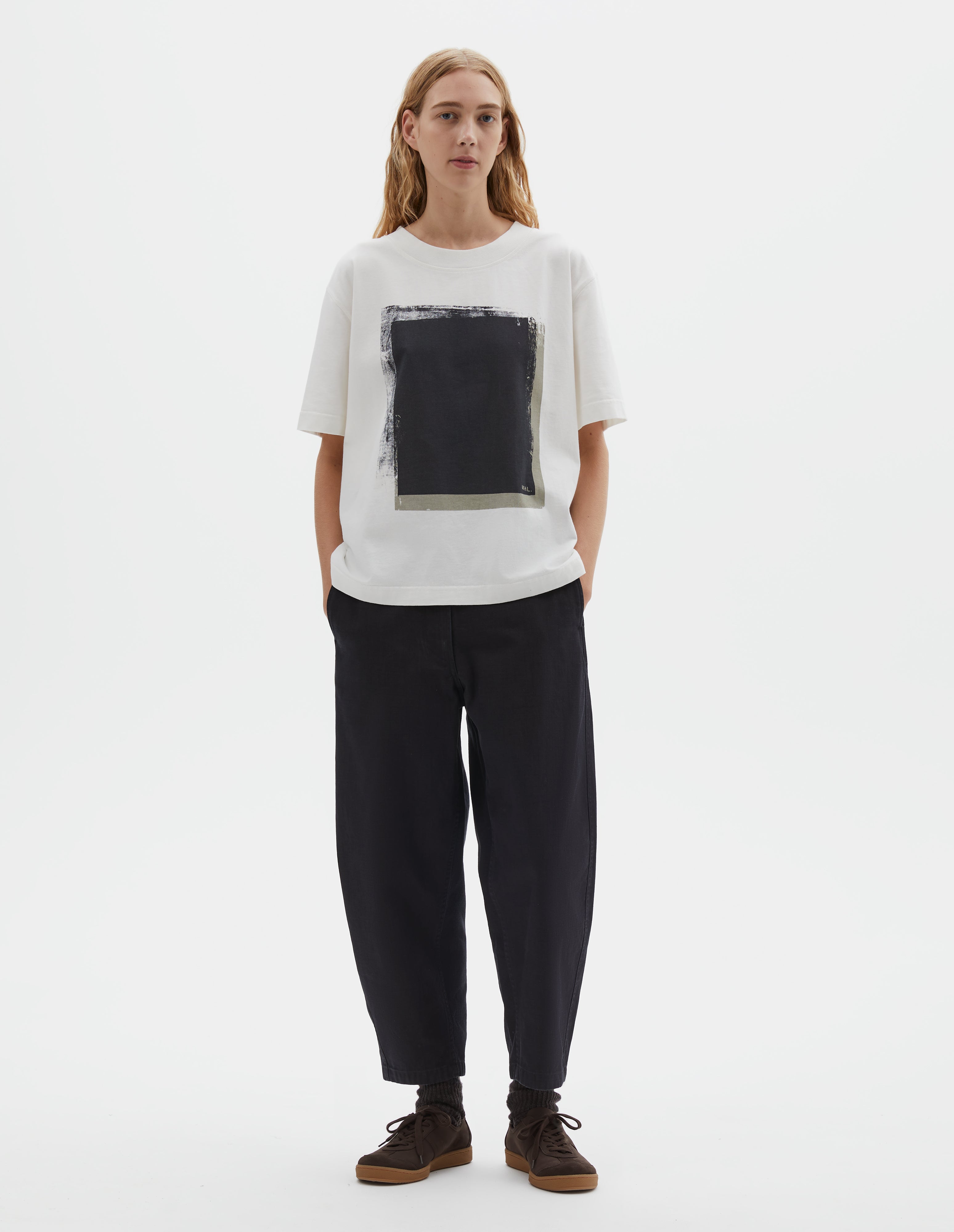 Off white matte jersey Block Print T Shirt | MHL. by Margaret Howell