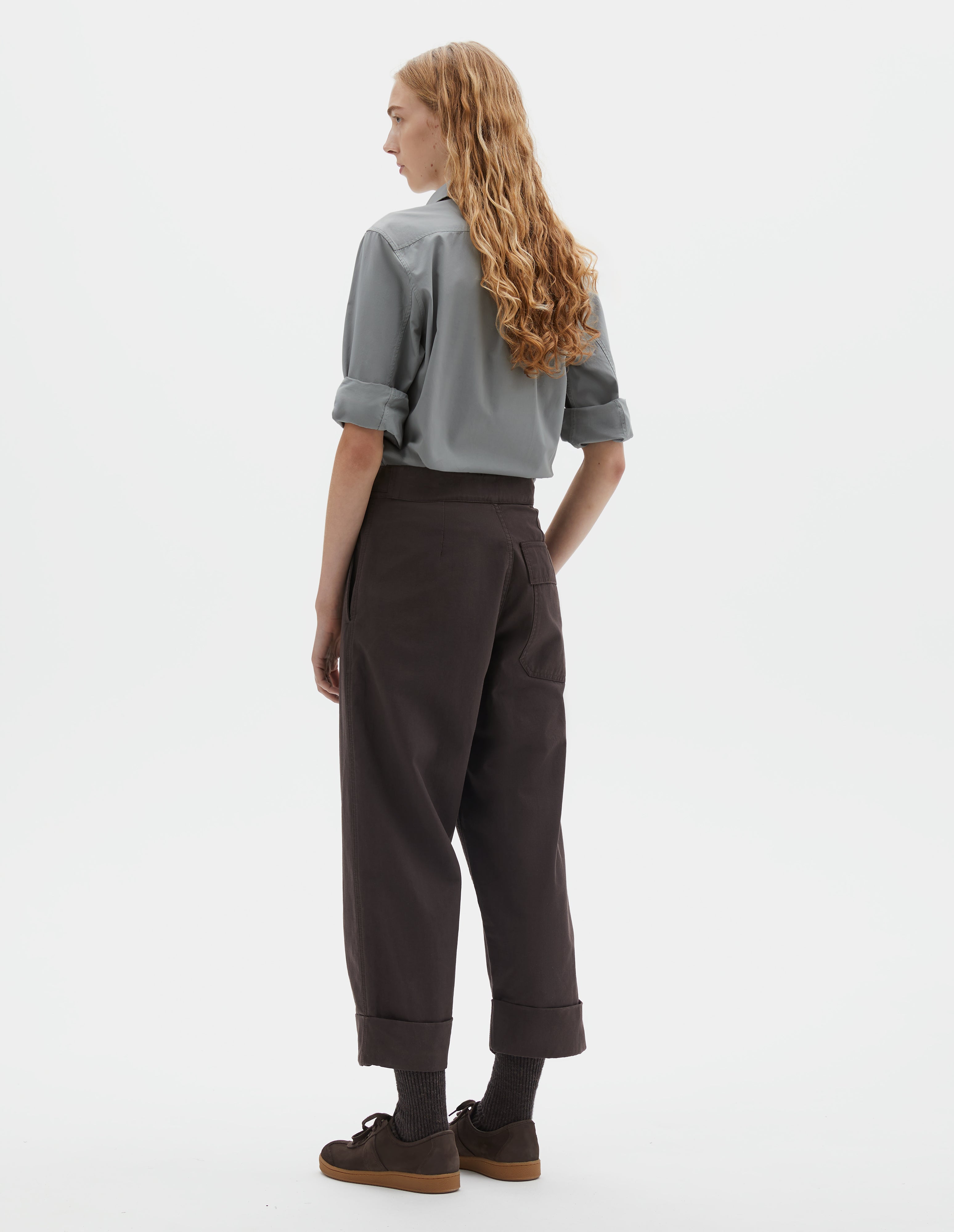 Mahogany cotton drill Button Belt Trousers | MHL. by Margaret Howell