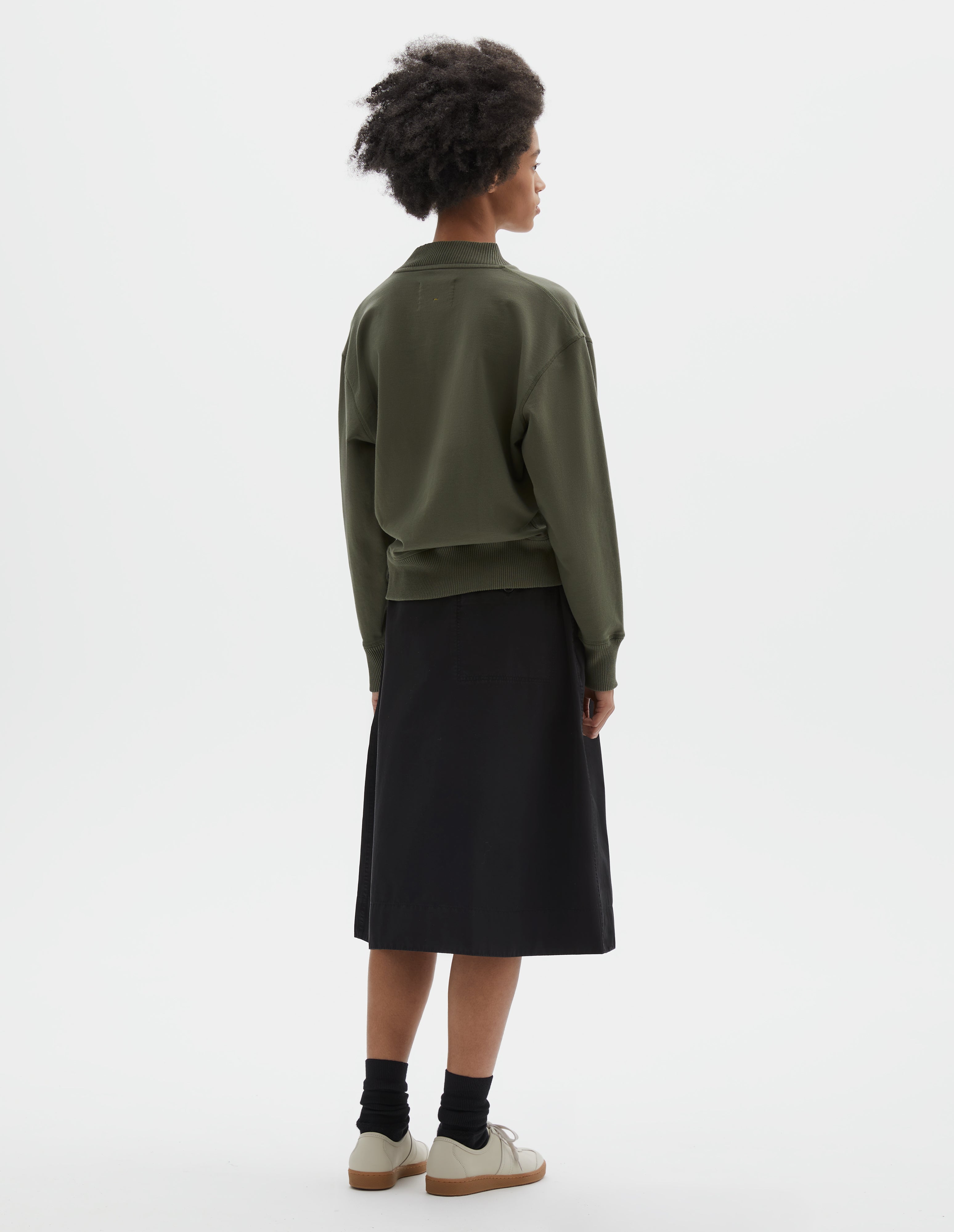Uniform green cotton Cross Neck Sweatshirt | MHL. by Margaret Howell