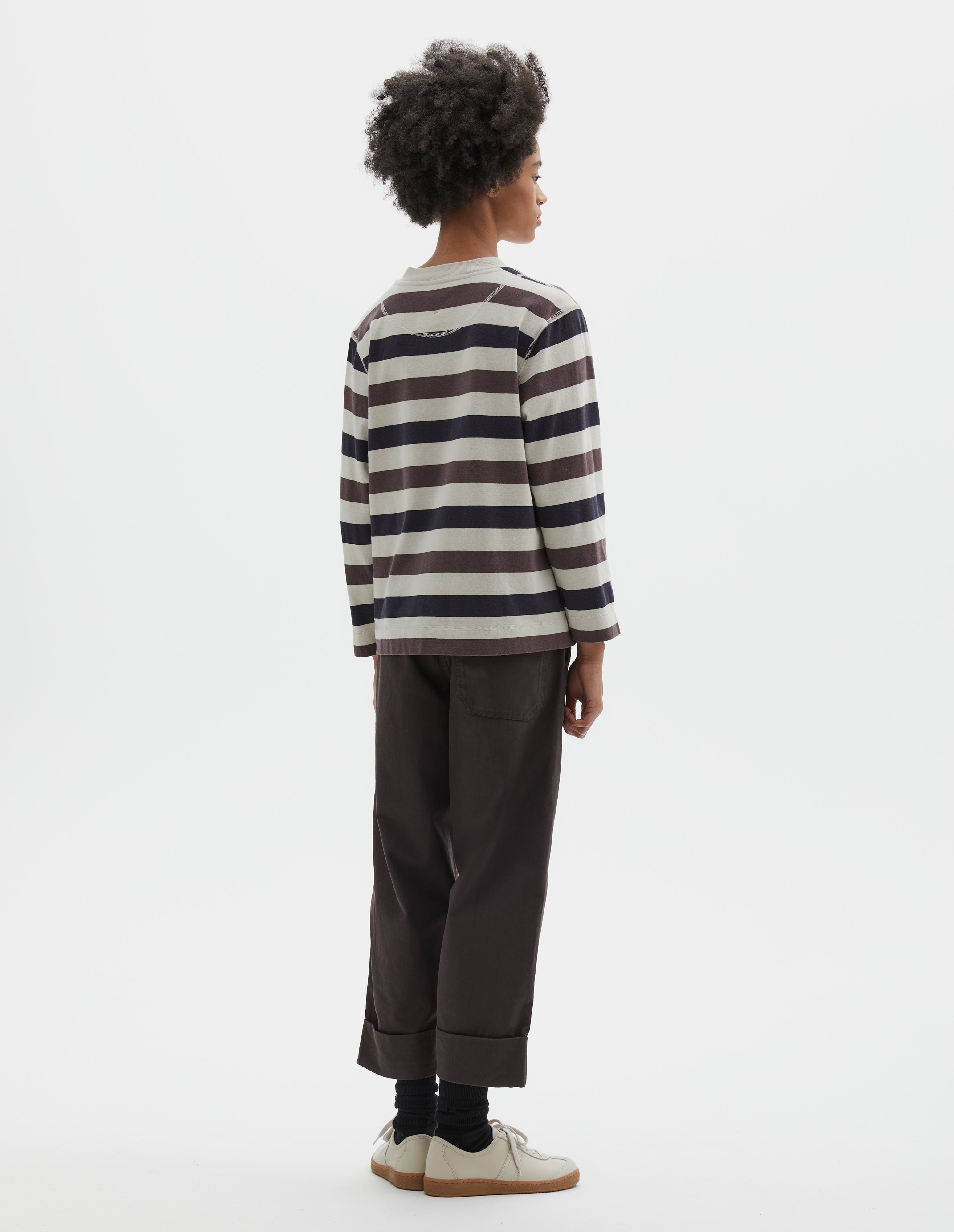 Chalk, ink, grape stripe Crew Neck Matelot | MHL. by Margaret Howell