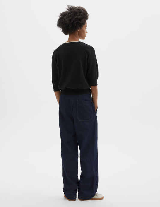 MHL. TIPPED CREW NECK T SHIRT | HEMP COTTON | BLACK