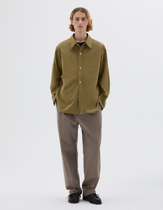 MONOGRAM SHIRT | FINE COTTON POPLIN | WARM OLIVE