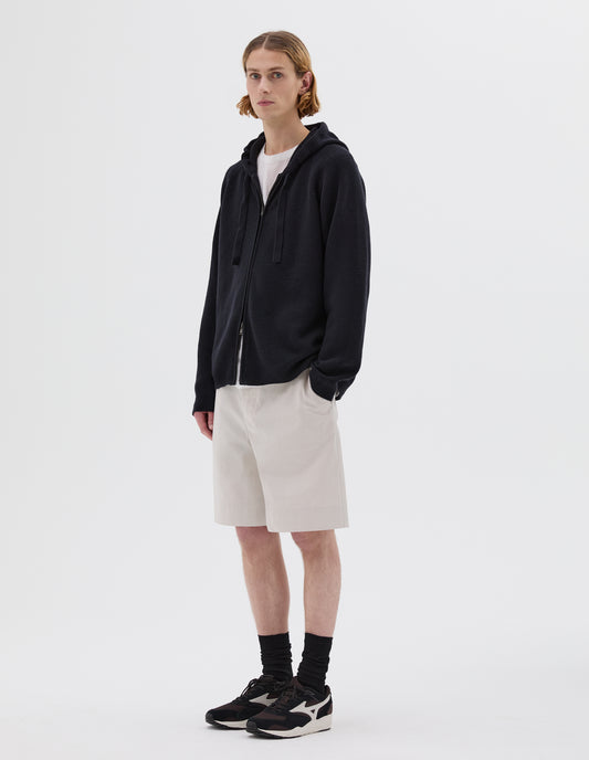 ZIP THROUGH HOODIE | EXTRAFINE MERINO WOOL | INK