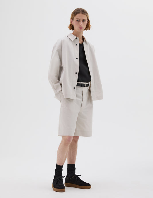 MINIMAL BOXY OVERSHIRT | HEAVY COTTON POPLIN | CHALK