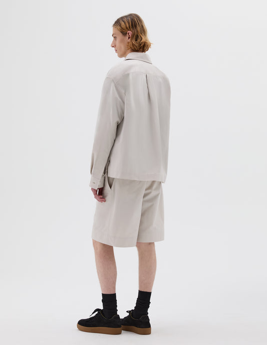 MINIMAL BOXY OVERSHIRT | HEAVY COTTON POPLIN | CHALK
