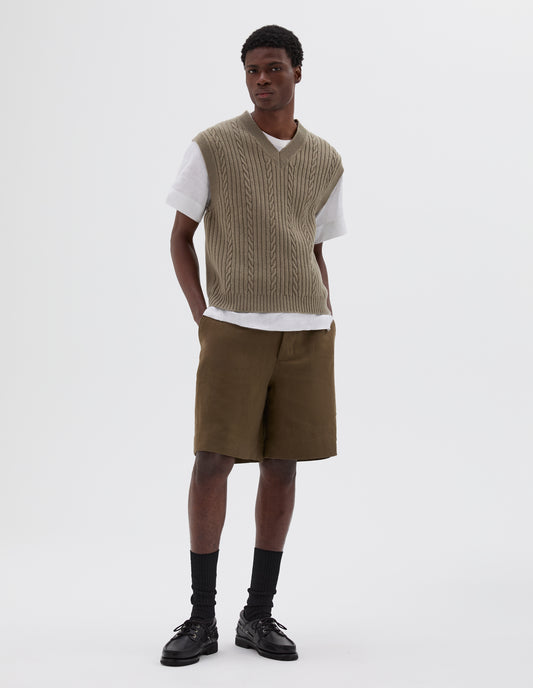 CABLE SLIPOVER | IRREGULAR SPUN WOOL | LICHEN