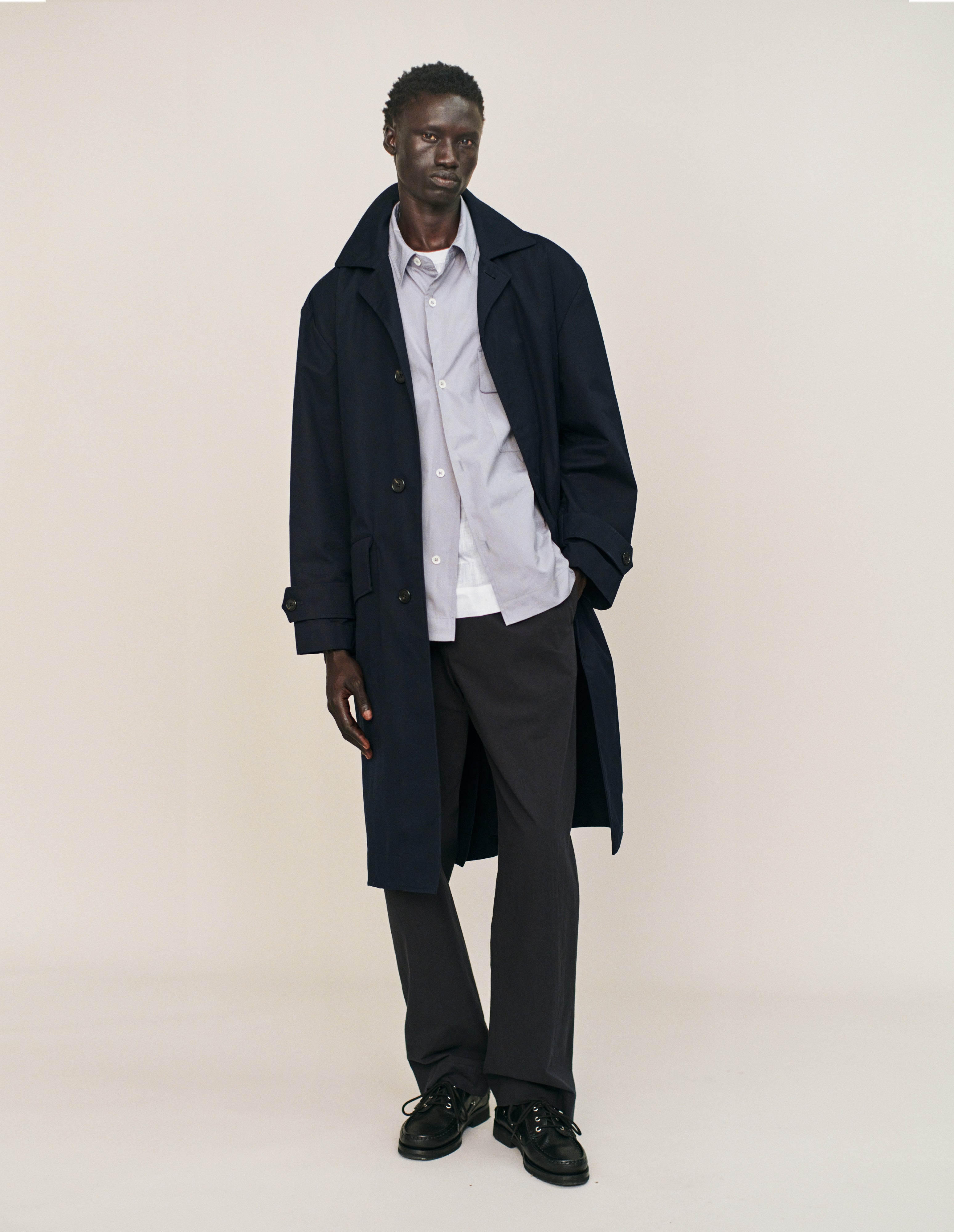 Dark navy cotton ventile Slant Pocket Mac | Margaret Howell