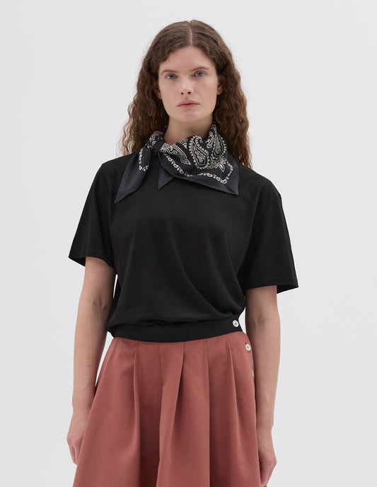 GRAPHIC BANDANA SCARF | SILK | BLACK / STONE