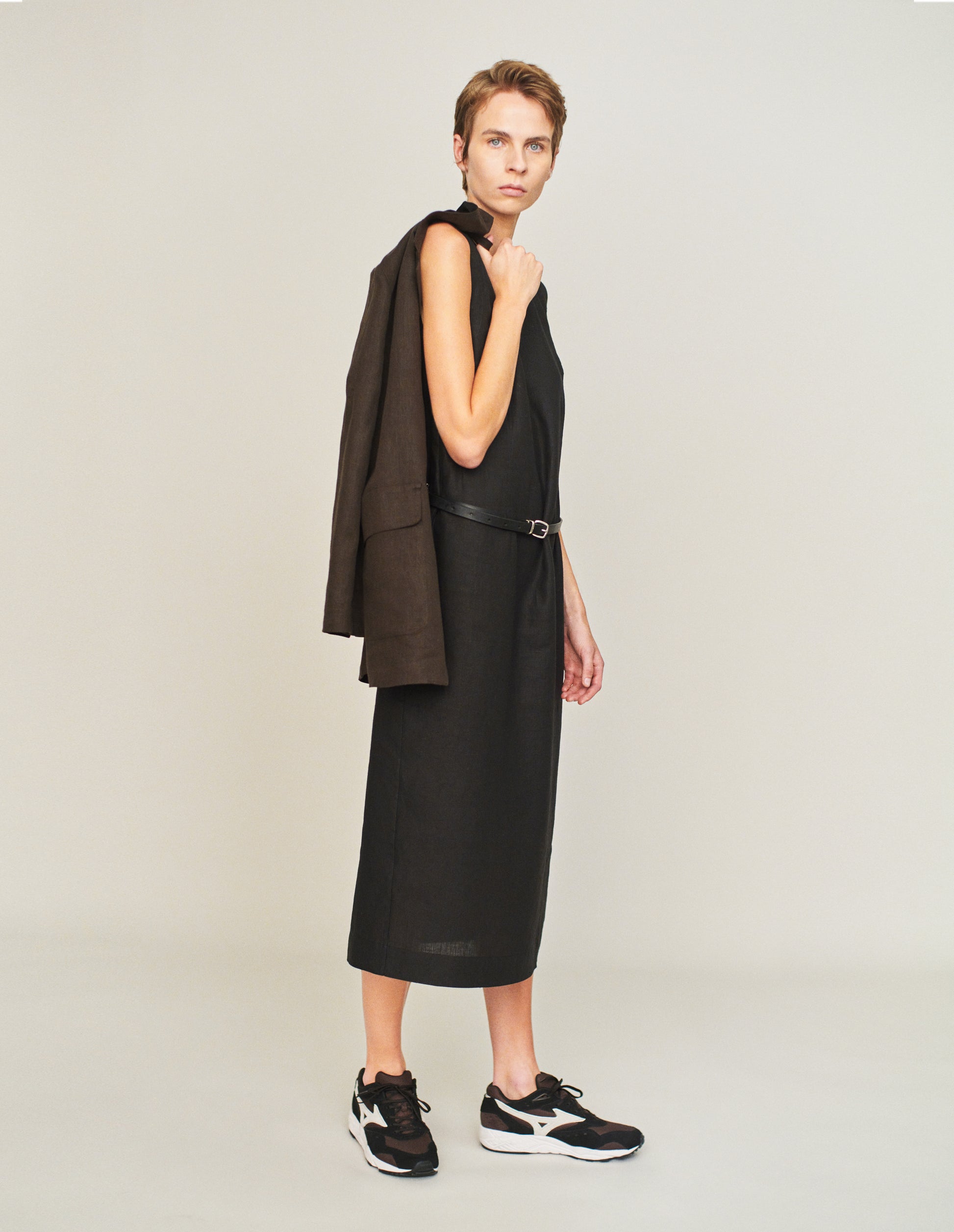 margaret howell linen dress Short Sleeve Shirt Dress Shirting Linen Deep Blue