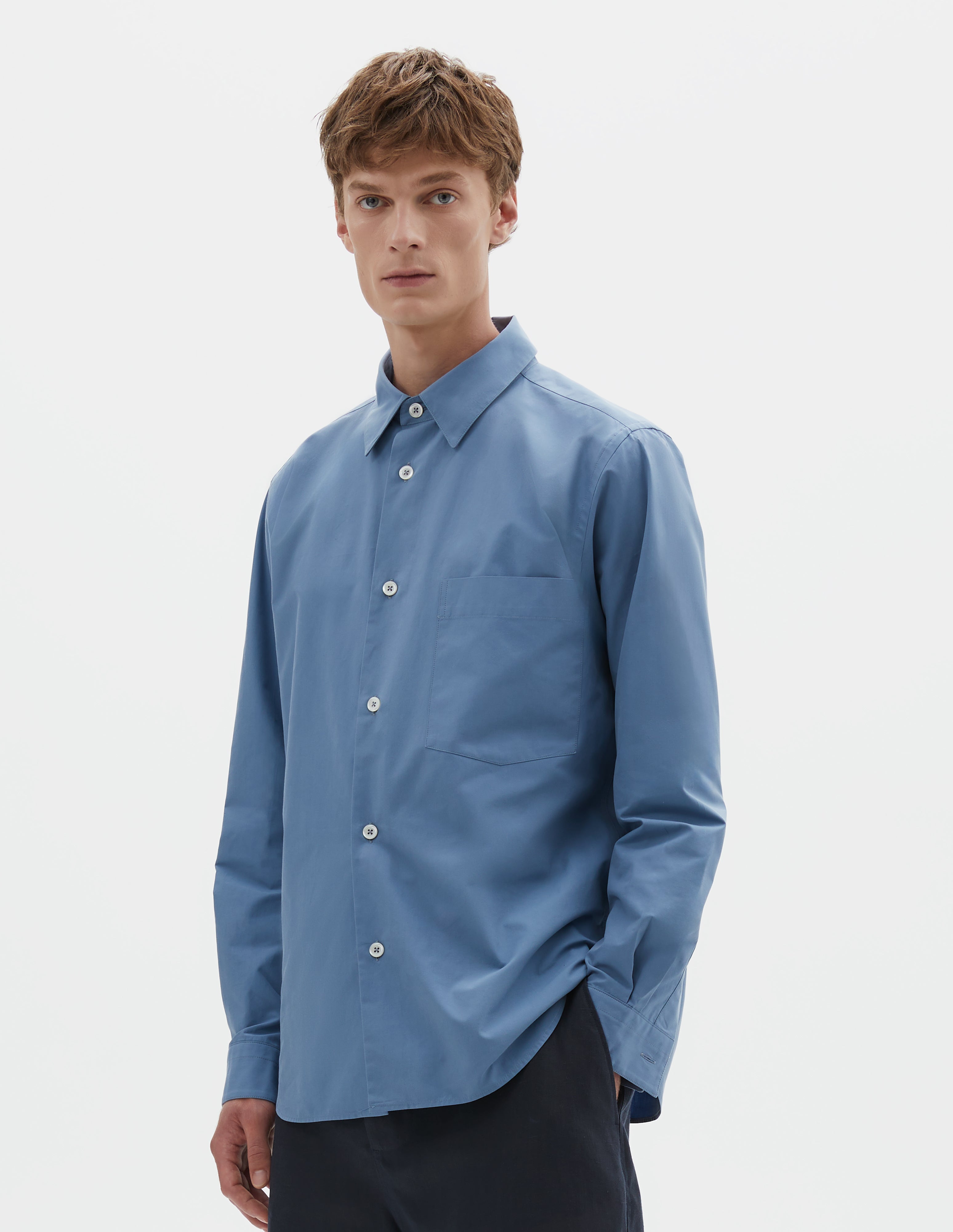 Dusty pink cotton plainweave Archive Overhead Shirt | Margaret Howell