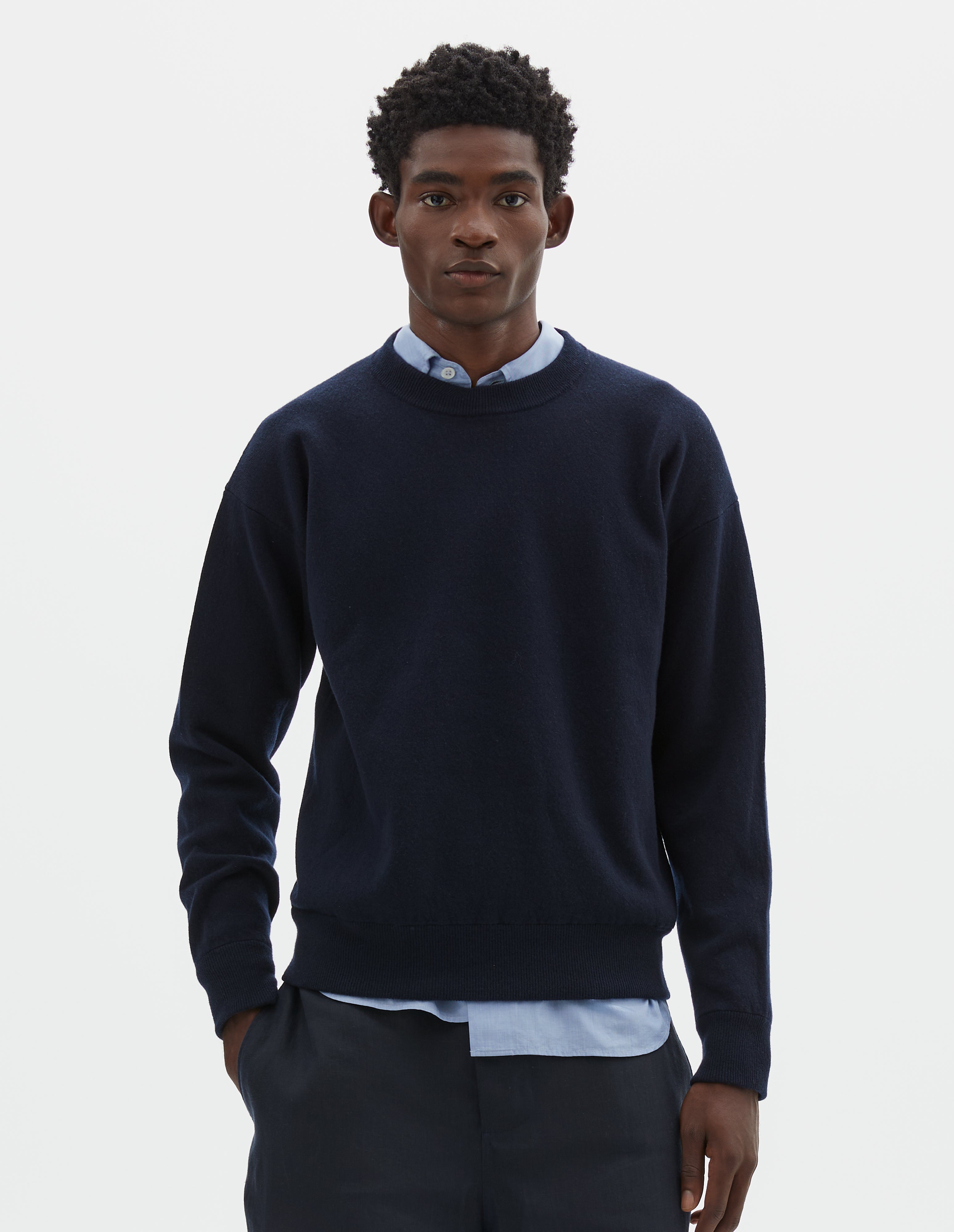 Black wool cotton Zip Up Polo Jumper | MHL. by Margaret Howell