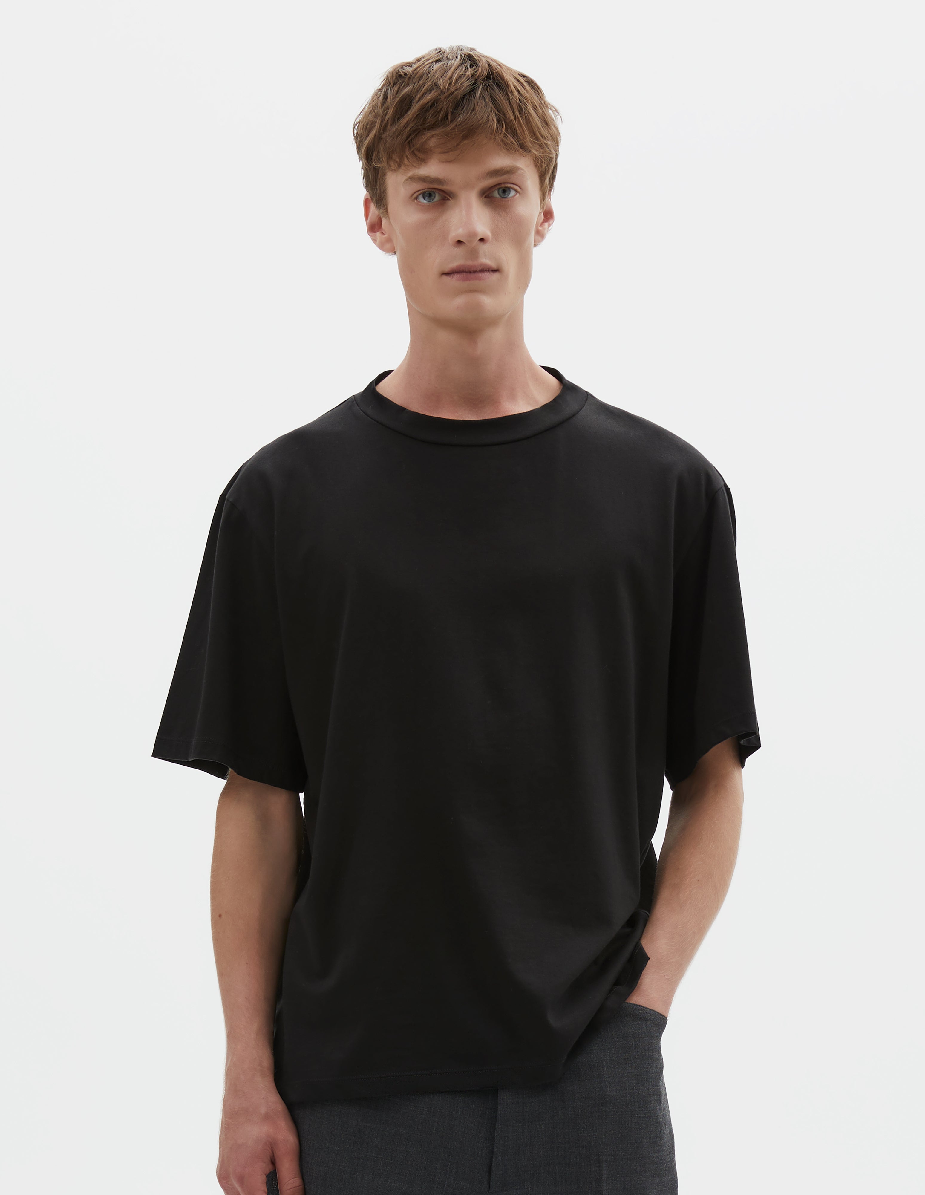 Black cotton jersey Short Sleeve T Shirt | Margaret Howell