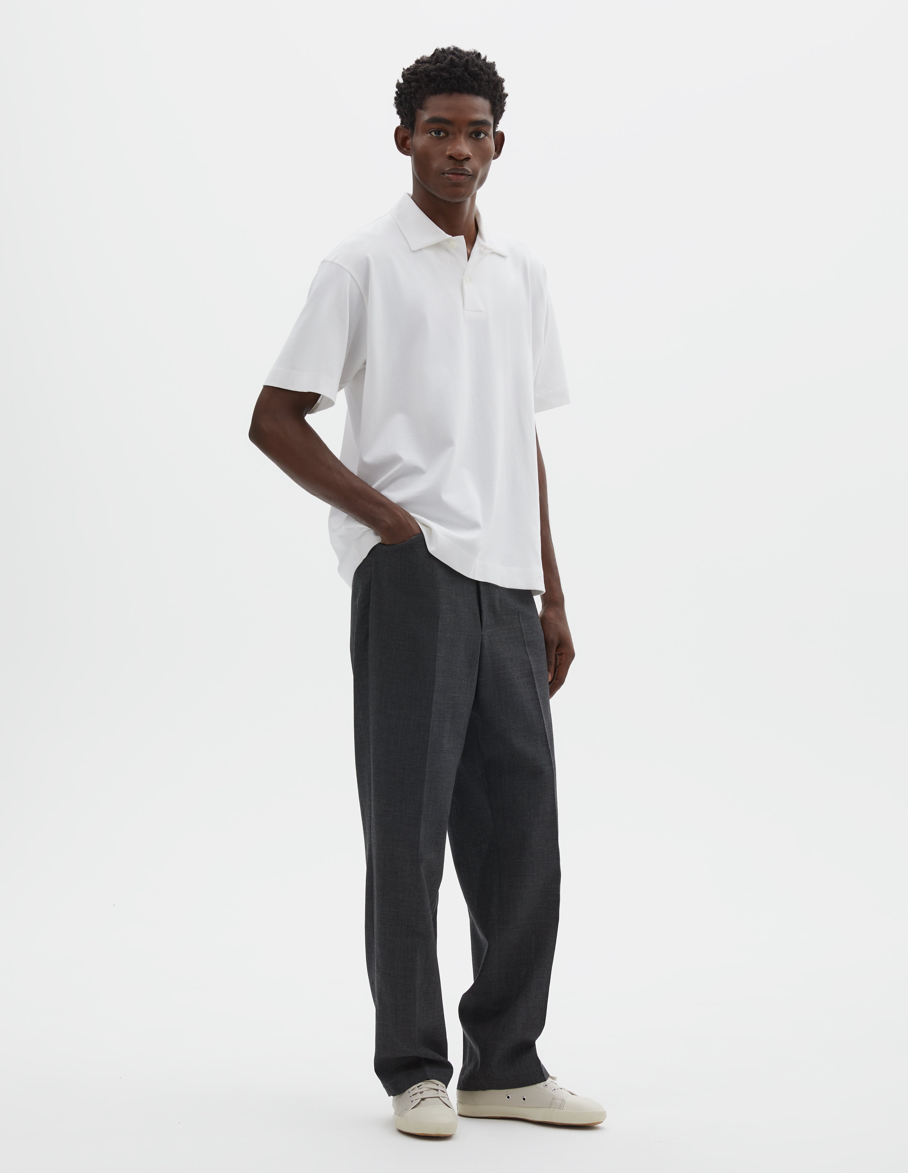 Pewter double twisted wool Stitch Pleat Trousers | Margaret Howell