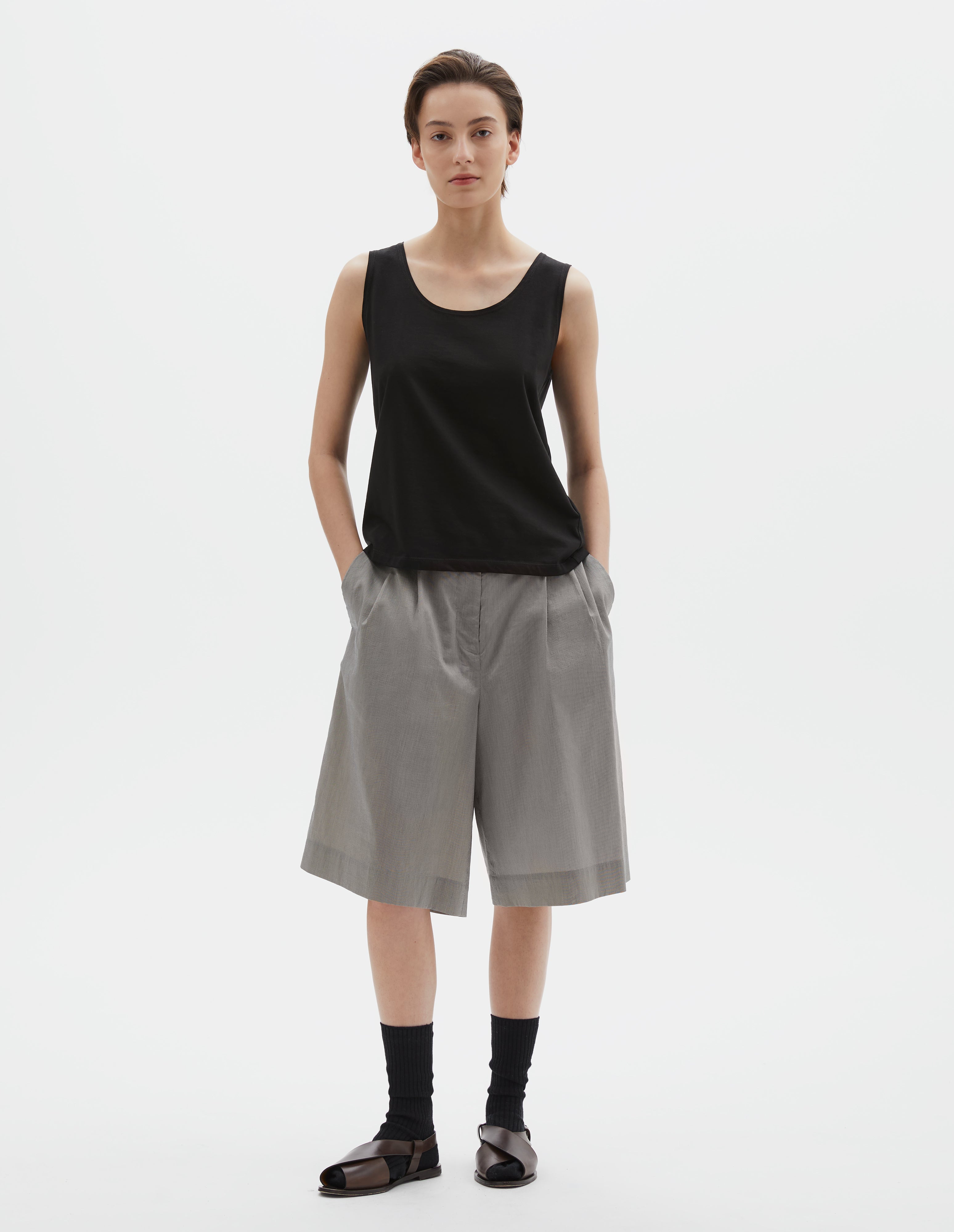 Black cotton jersey Vest | Margaret Howell