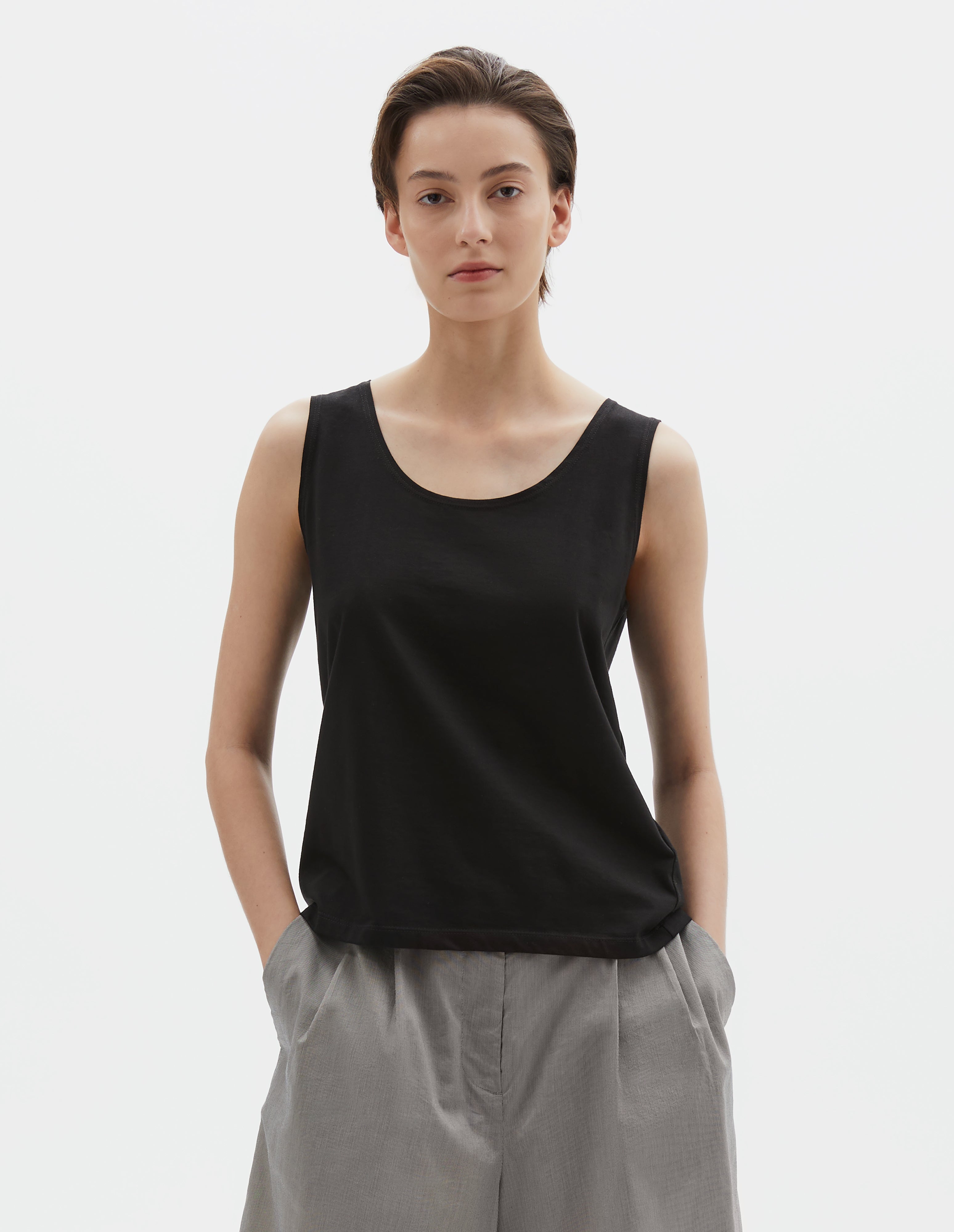 Black cotton jersey Vest | Margaret Howell