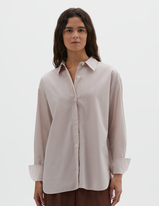 TURN UP CUFF SHIRT | COMPACT COTTON PLAINWEAVE | DUSTY PINK